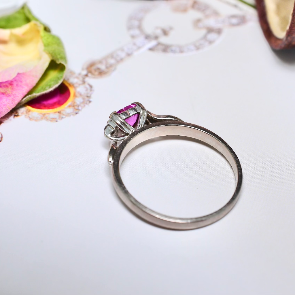 Contemporary 18ct White Gold Natural Pink Heart-Cut Sapphire And Diamond Ring Included in Purchase Independent Valuation from 2011 for $2,500 AUD