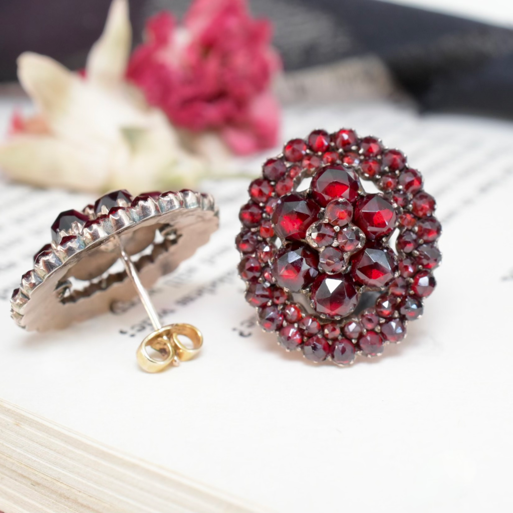 Antique Victorian Bohemian Garnet Earrings