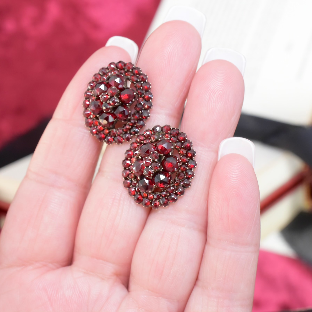 Antique Victorian Bohemian Garnet Earrings