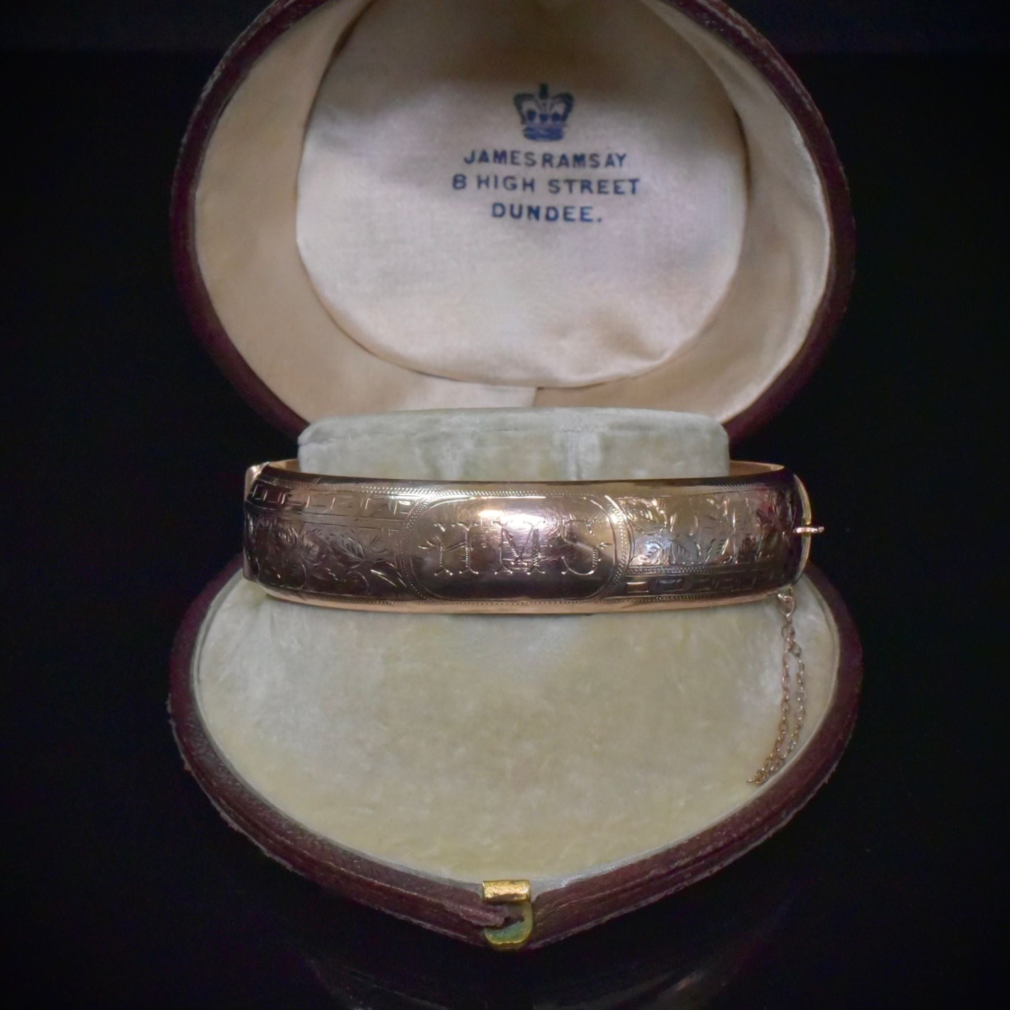 Antique 9ct Rose Gold Wide Oval Hinged Bangle Circa 1910-15