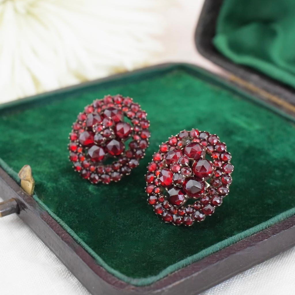 Antique Victorian Bohemian Garnet Earrings