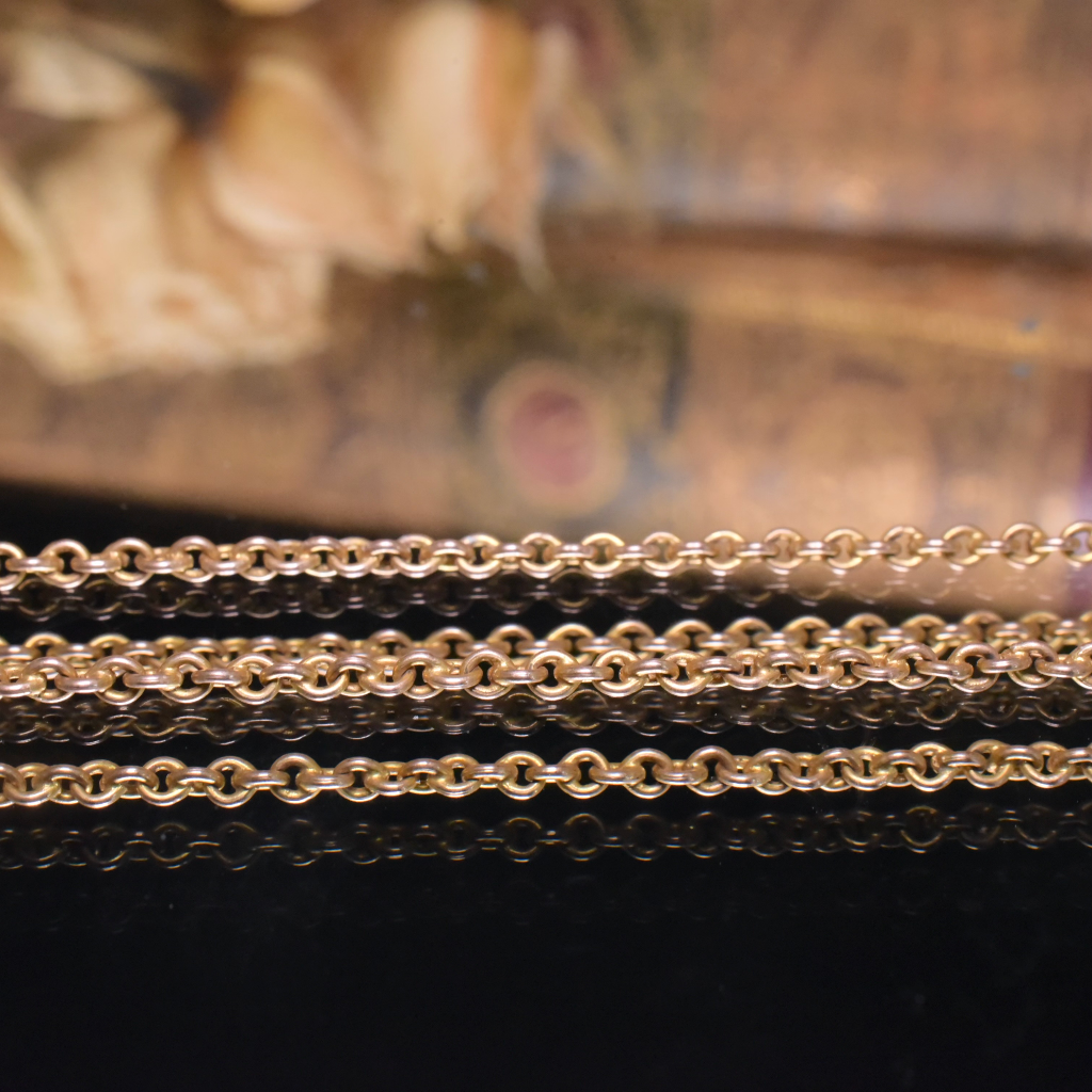 Antique Australian 15ct Yellow Gold Half Seed Pearl Necklace By William Drummond And Co. Circa 1900-1910