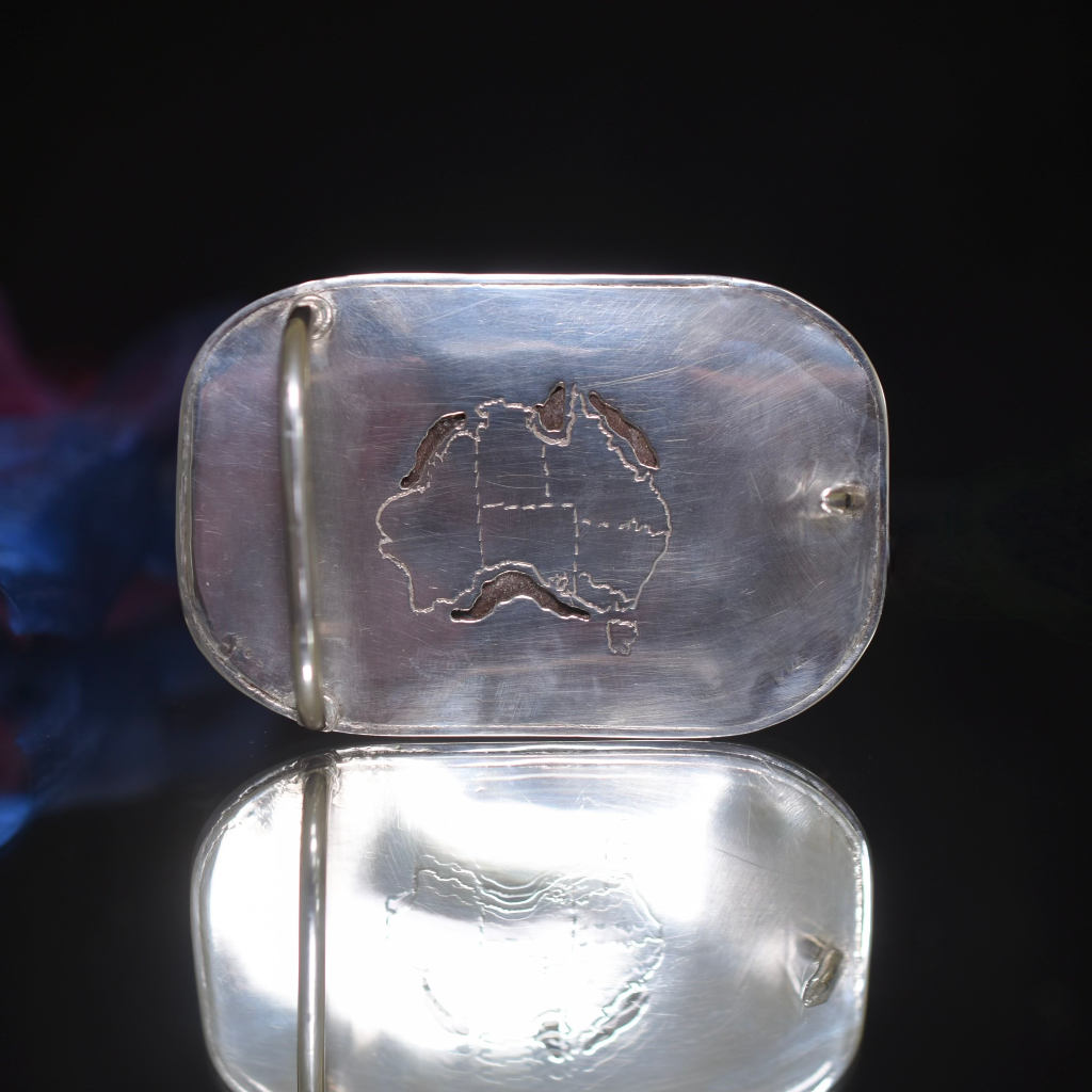Vintage Australian Mid Century Sterling Silver Boulder Opal Belt Buckle