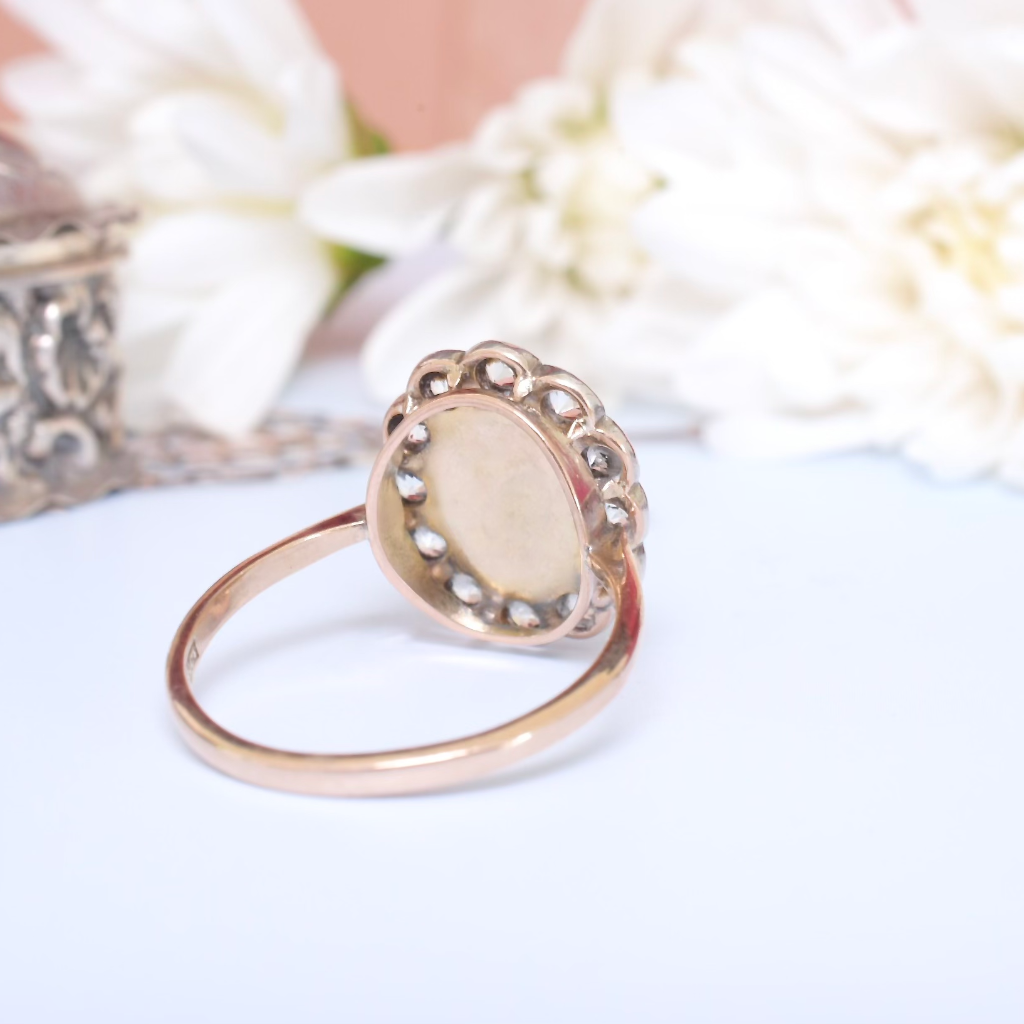 Antique Edwardian 9ct Gold And Silver Baroque Pearl White Sapphire Ring Circa 1910’s