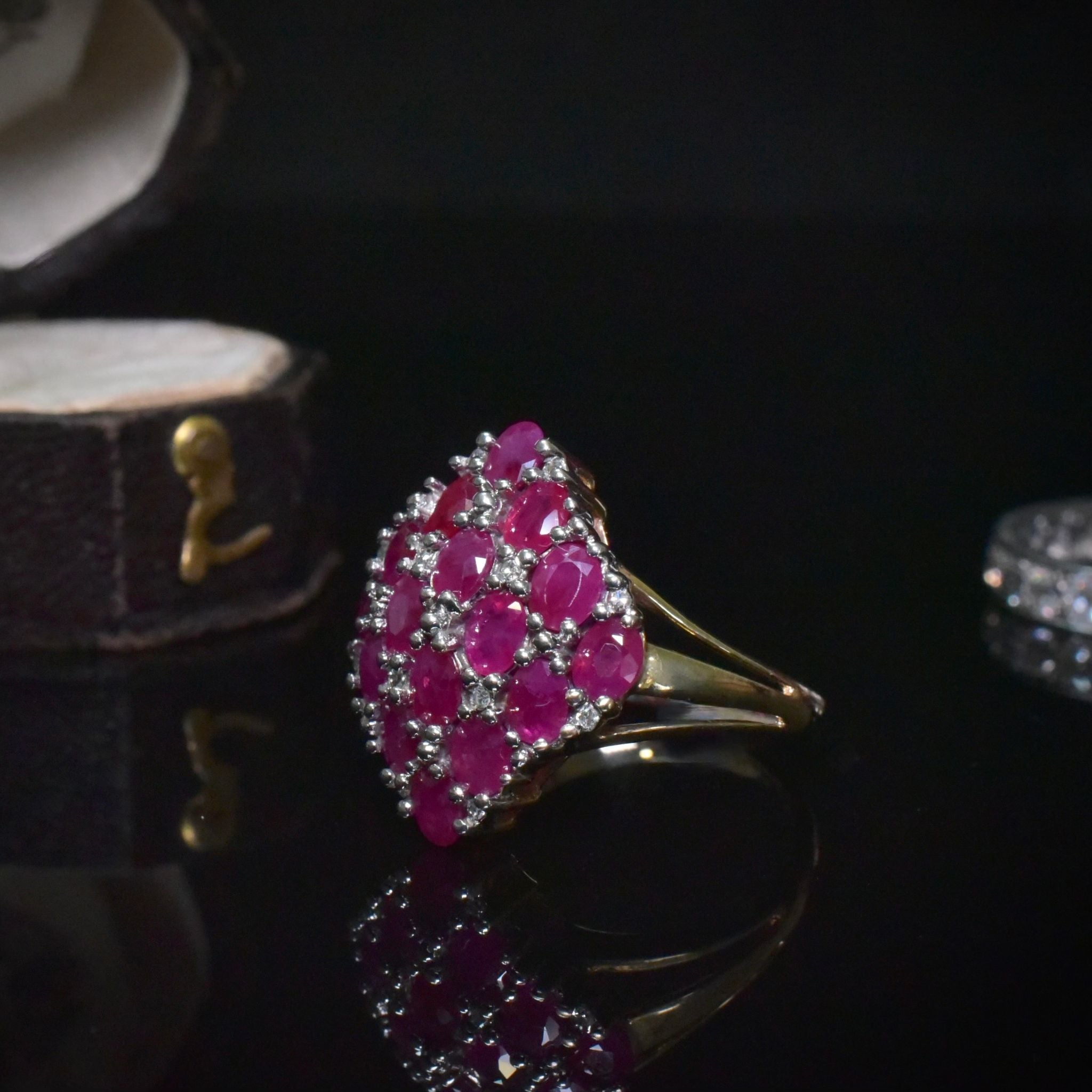 Contemporary 9ct Yellow Gold Ruby And Diamond Ring - Birmingham 2008