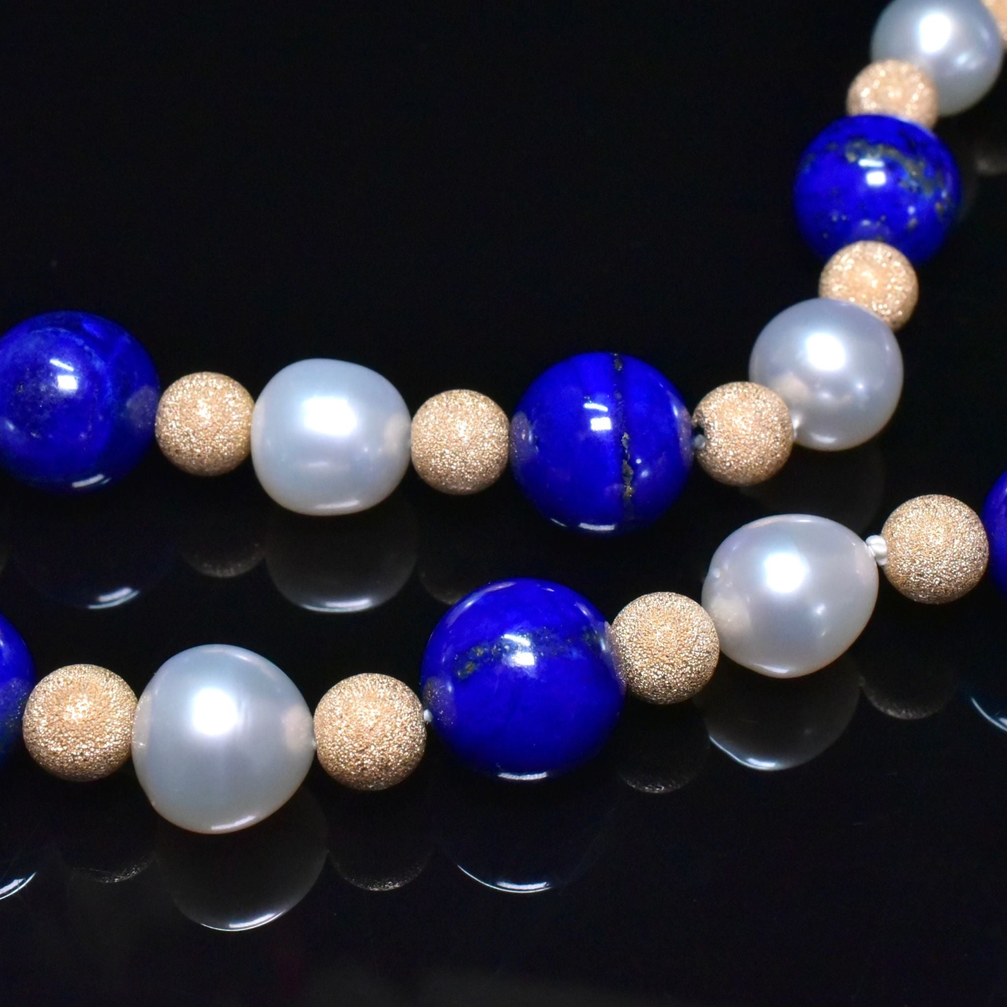 Superb 18ct And 9ct Gold, Diamond, Lapis Lazuli And Pearl Necklace - 1.00ct Included In Purchase Valuation For $8,200 AUD