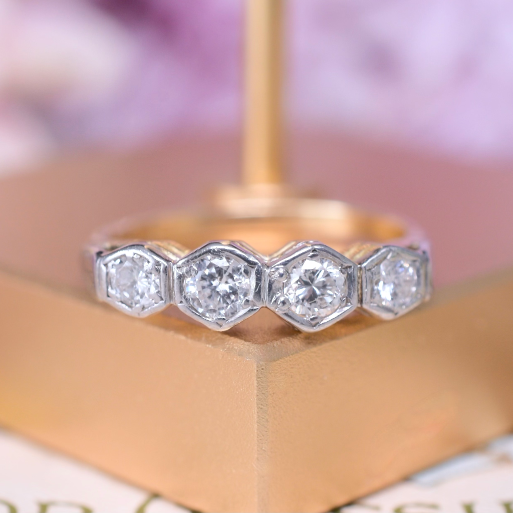 Vintage Australian 18ct Yellow Gold Diamond Four Stone Ring By ‘RODD’ Circa 1950
