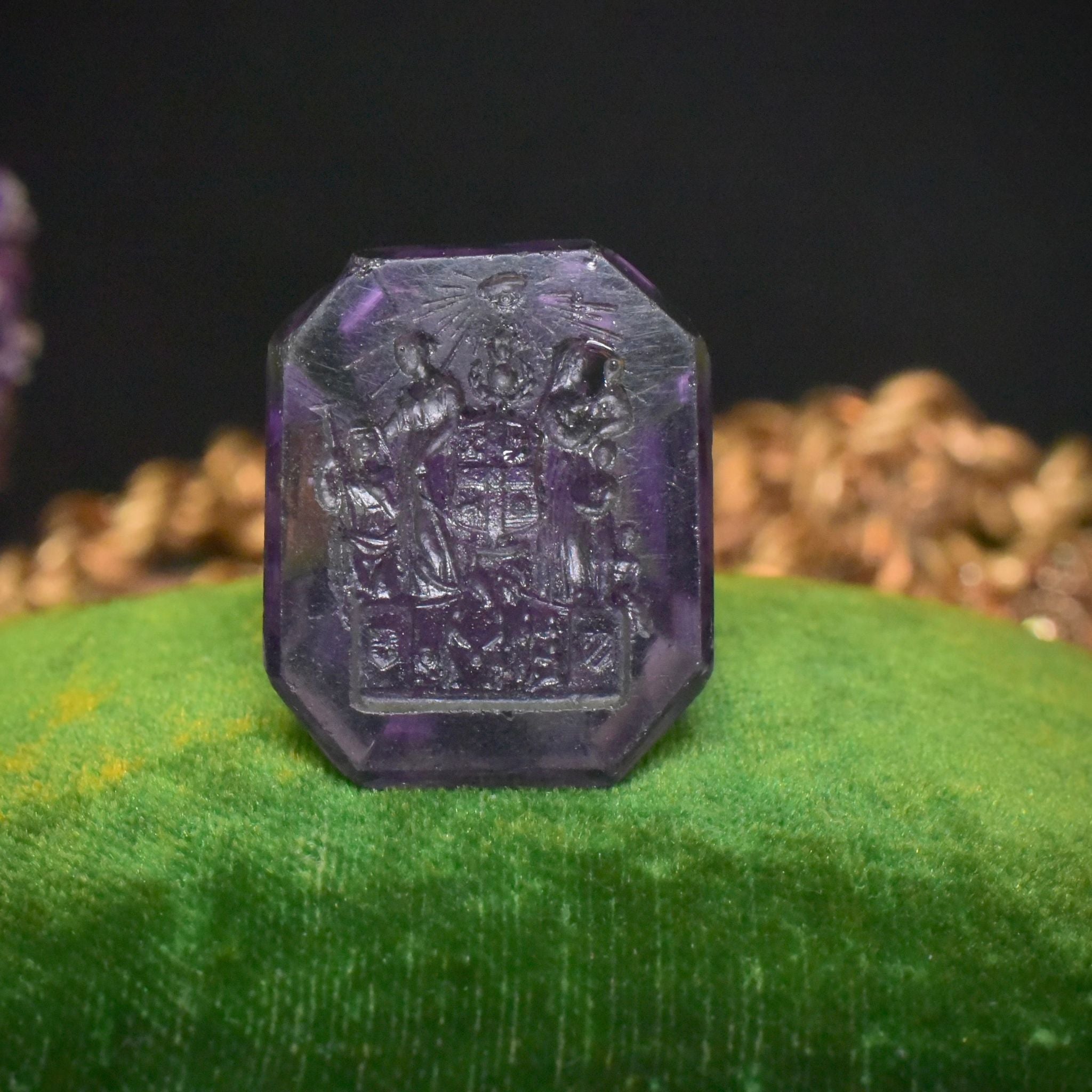 Antique Georgian Amethyst Glass/Paste Tassie Style Intaglio Fob Seal Pendant Circa 1780-1800