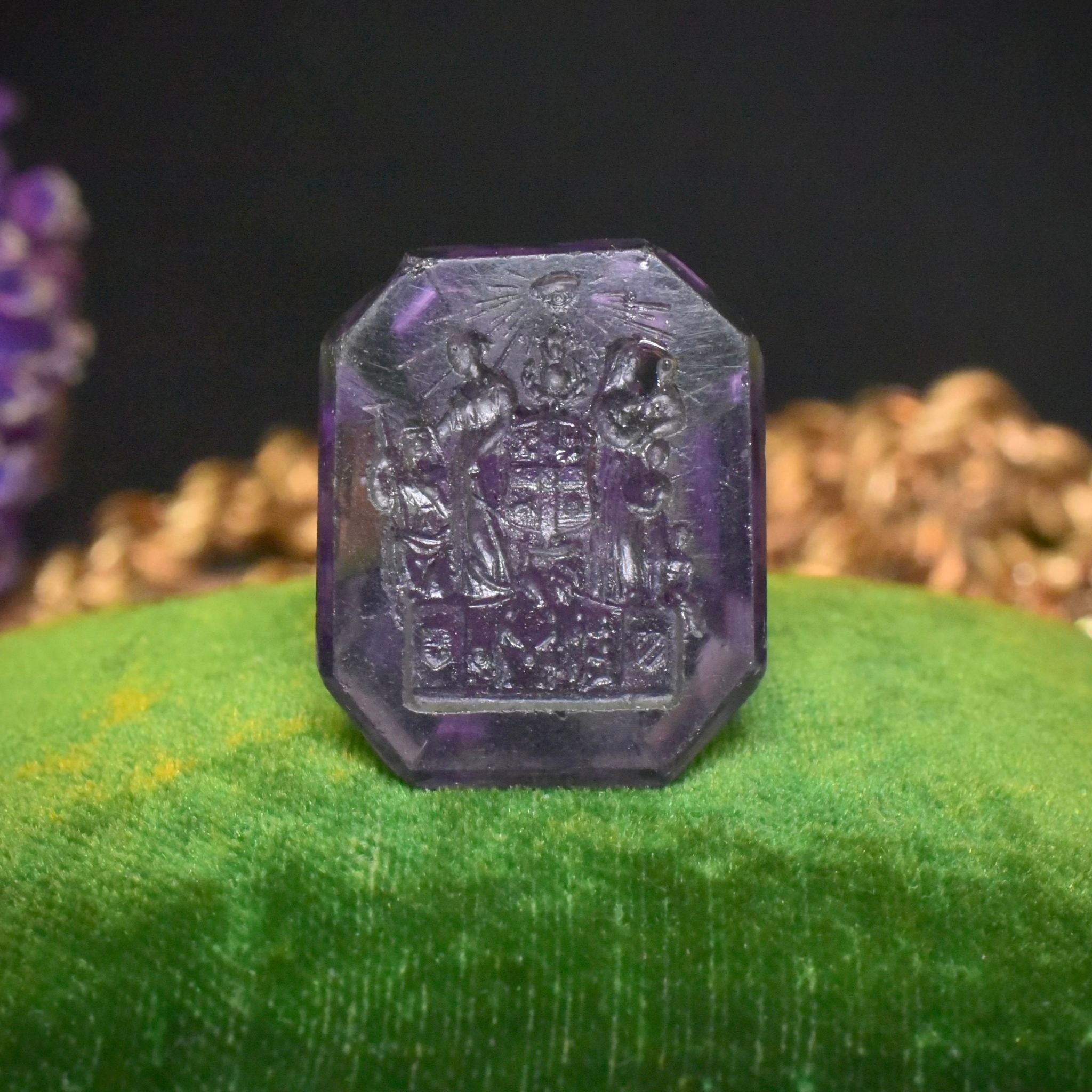Antique Georgian Amethyst Glass/Paste Tassie Style Intaglio Fob Seal Pendant Circa 1780-1800