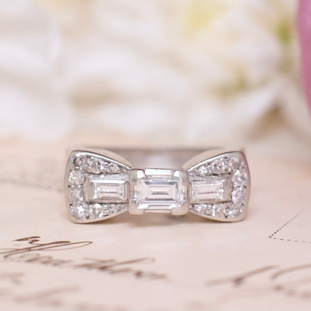 Art Deco / Retro Solid Platinum And Diamond ‘Bow Tie’ Ring Circa 1920-1935