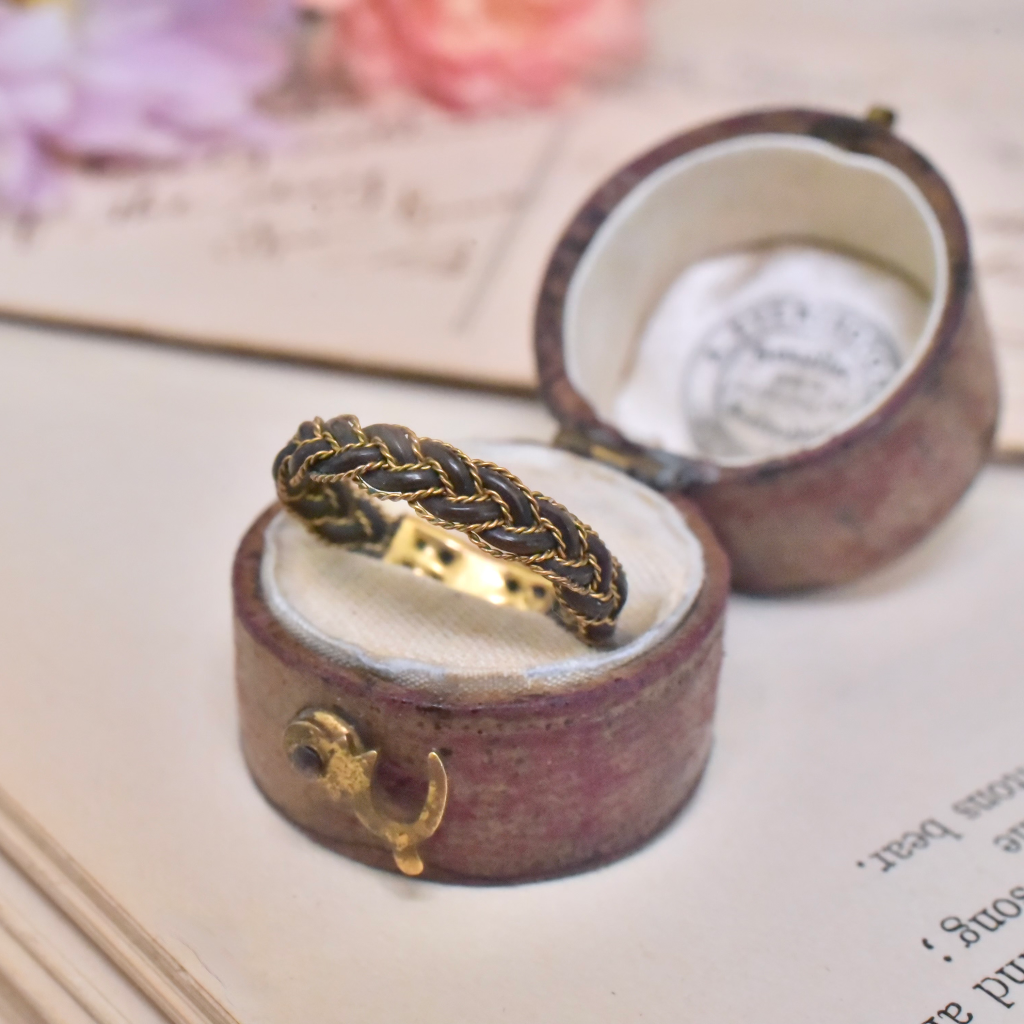 Antique Victorian Era 14ct Gold Braided Elephant Hair Ring