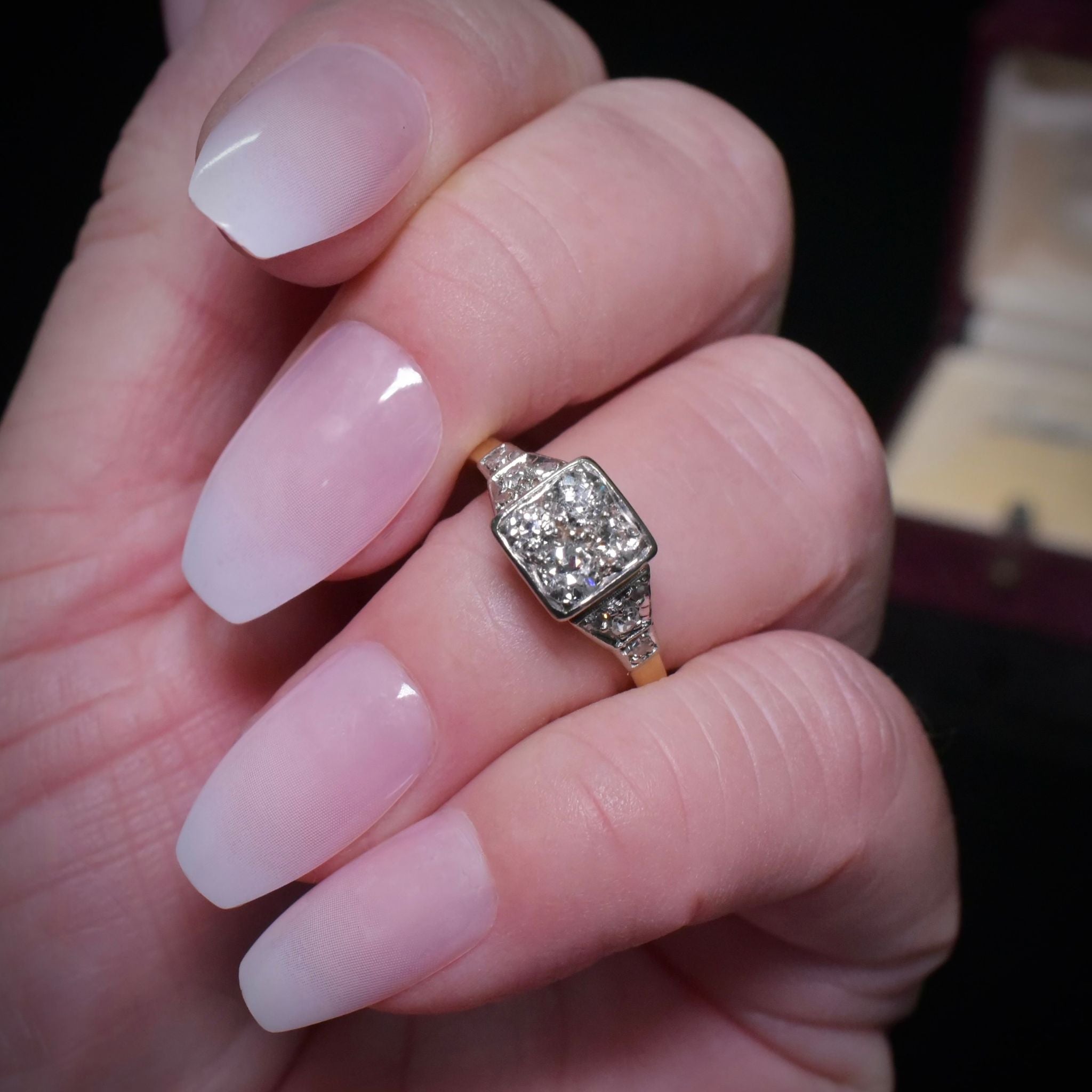 Antique Art Deco Australian 18ct Yellow Gold, Platinum And Diamond Ring - W J Coote & Sons
