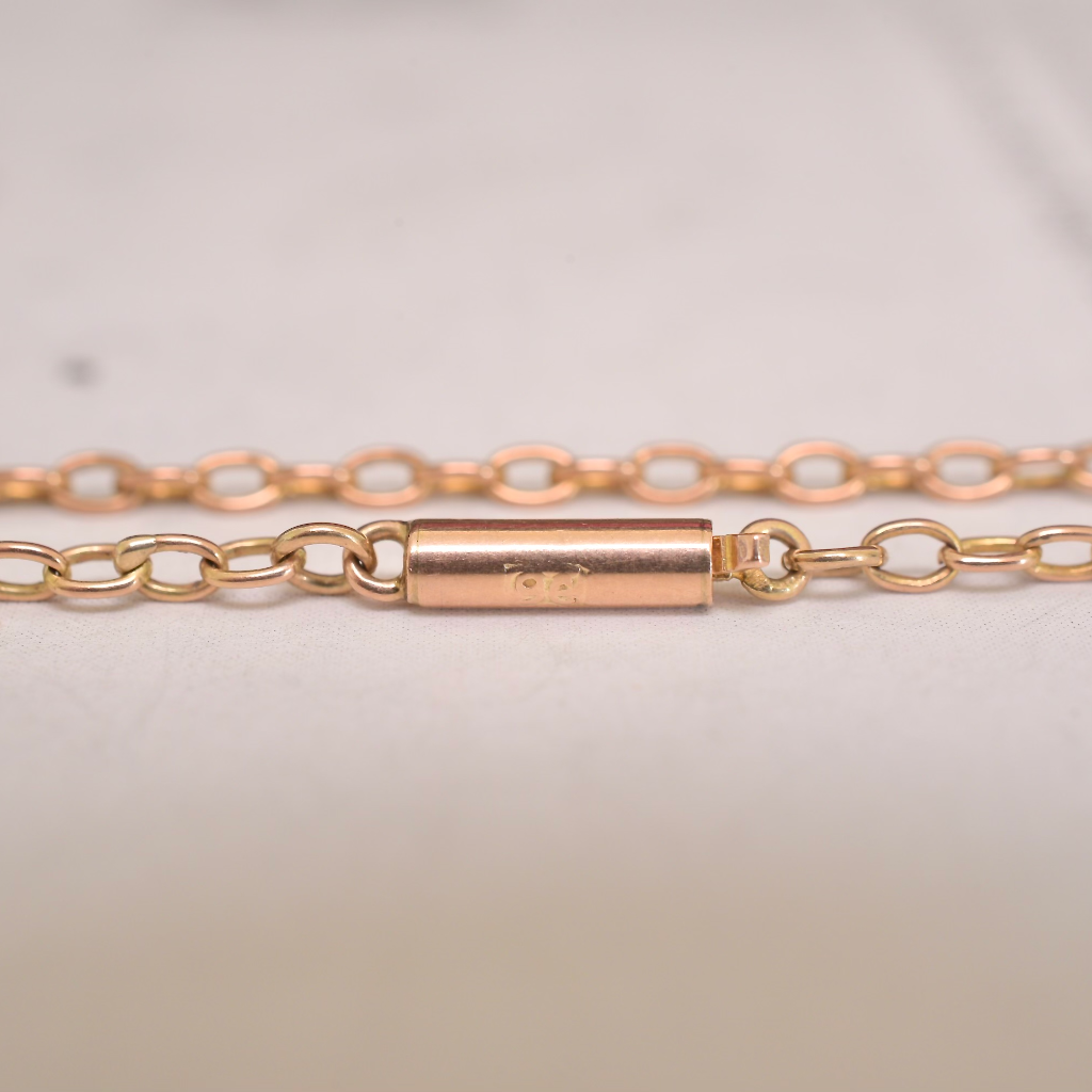 Antique Edwardian 9ct Rose Gold Chain And Crucifix - Birmingham 1904