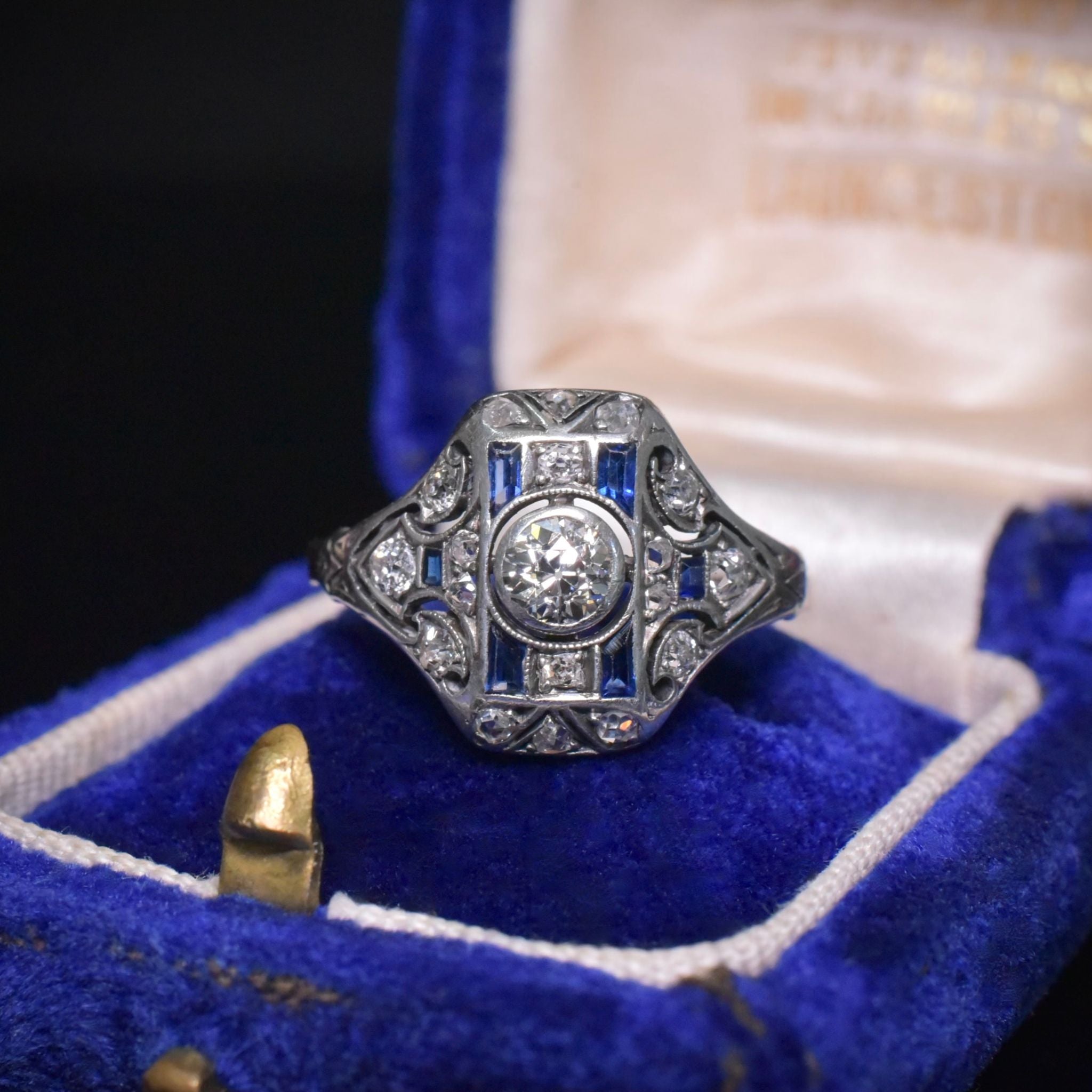 Antique Art Deco 14ct Gold Diamond And Sapphire Ring - Vienna Circa 1920-30’s