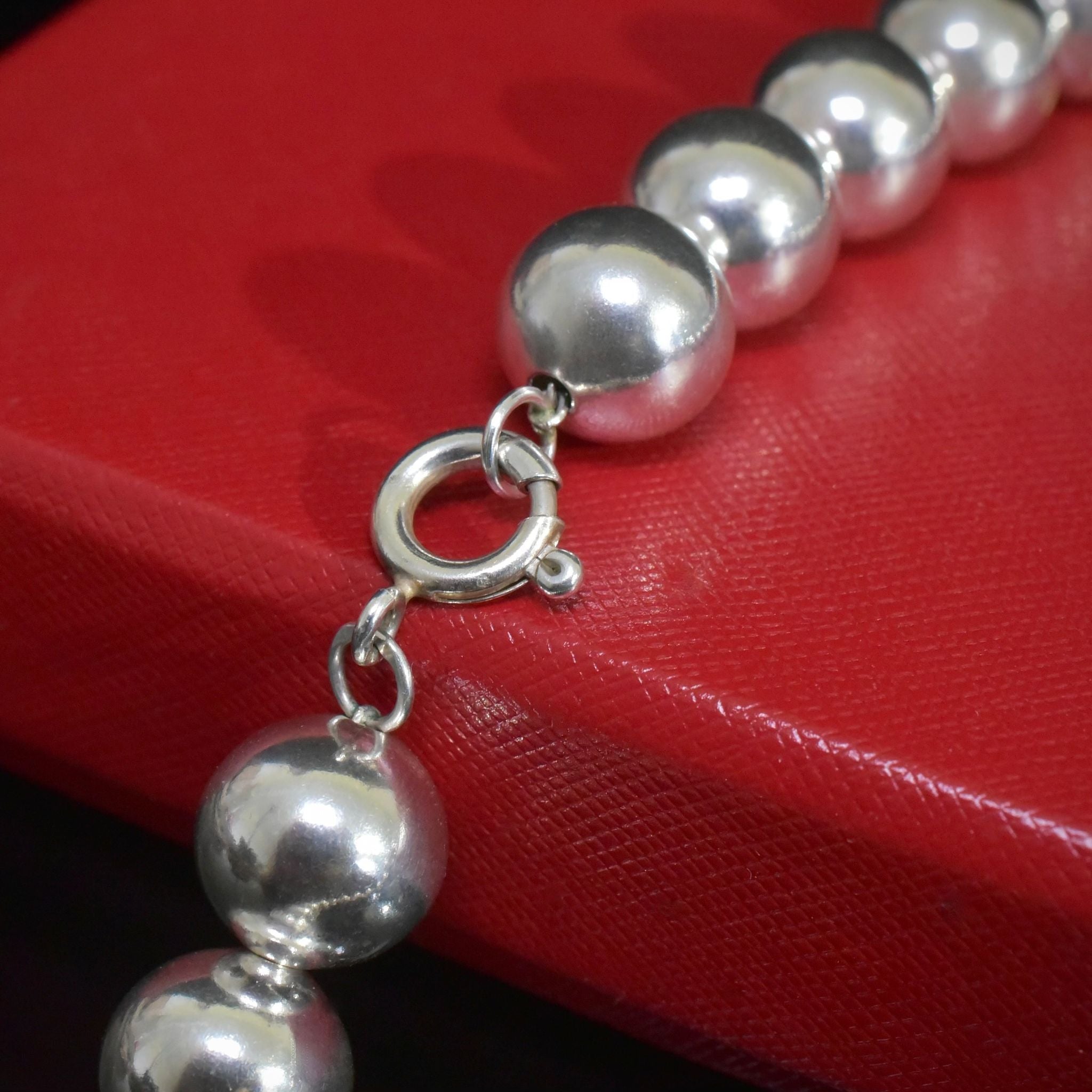 Superb Vintage Sterling Silver Rondel Bead Necklace