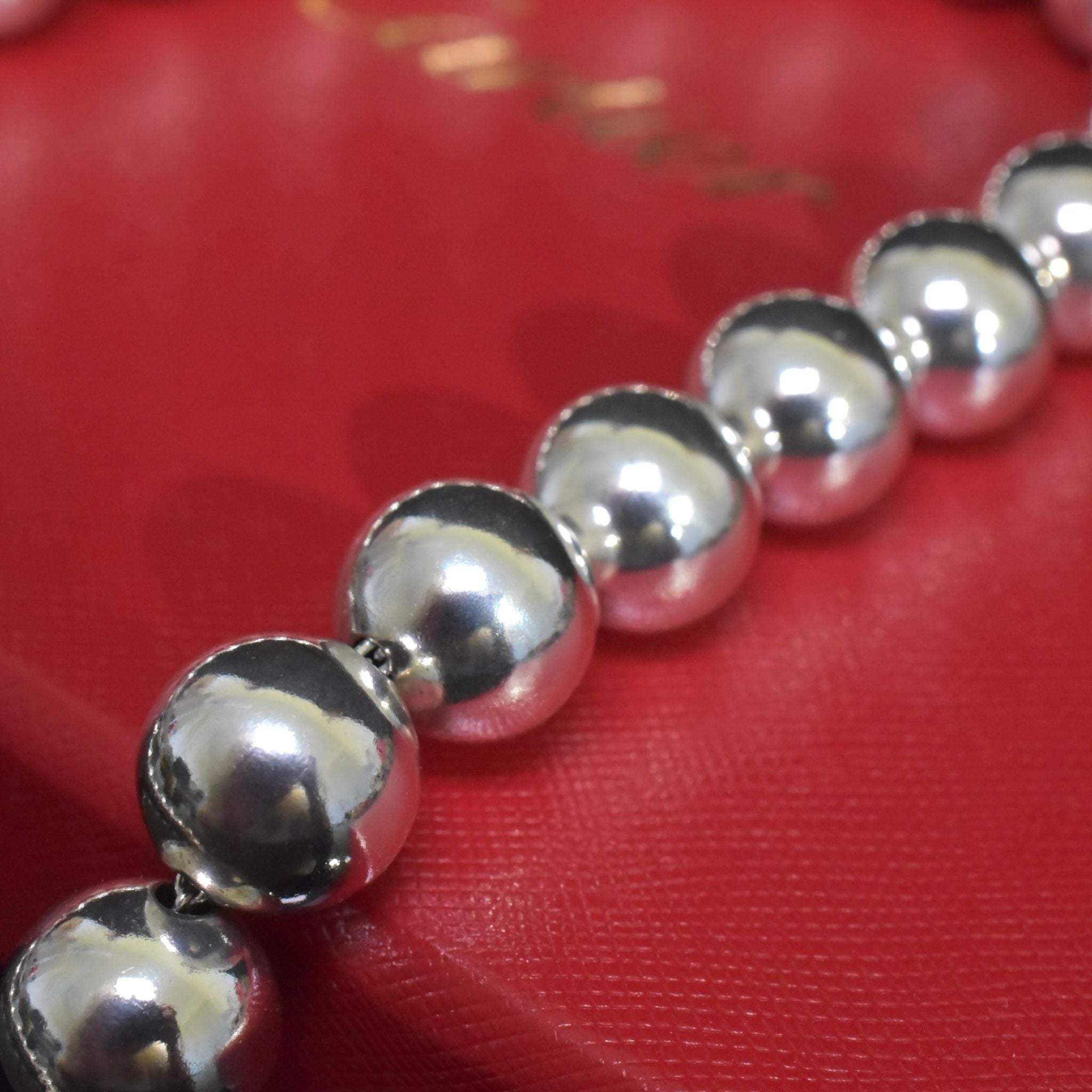 Superb Vintage Sterling Silver Rondel Bead Necklace