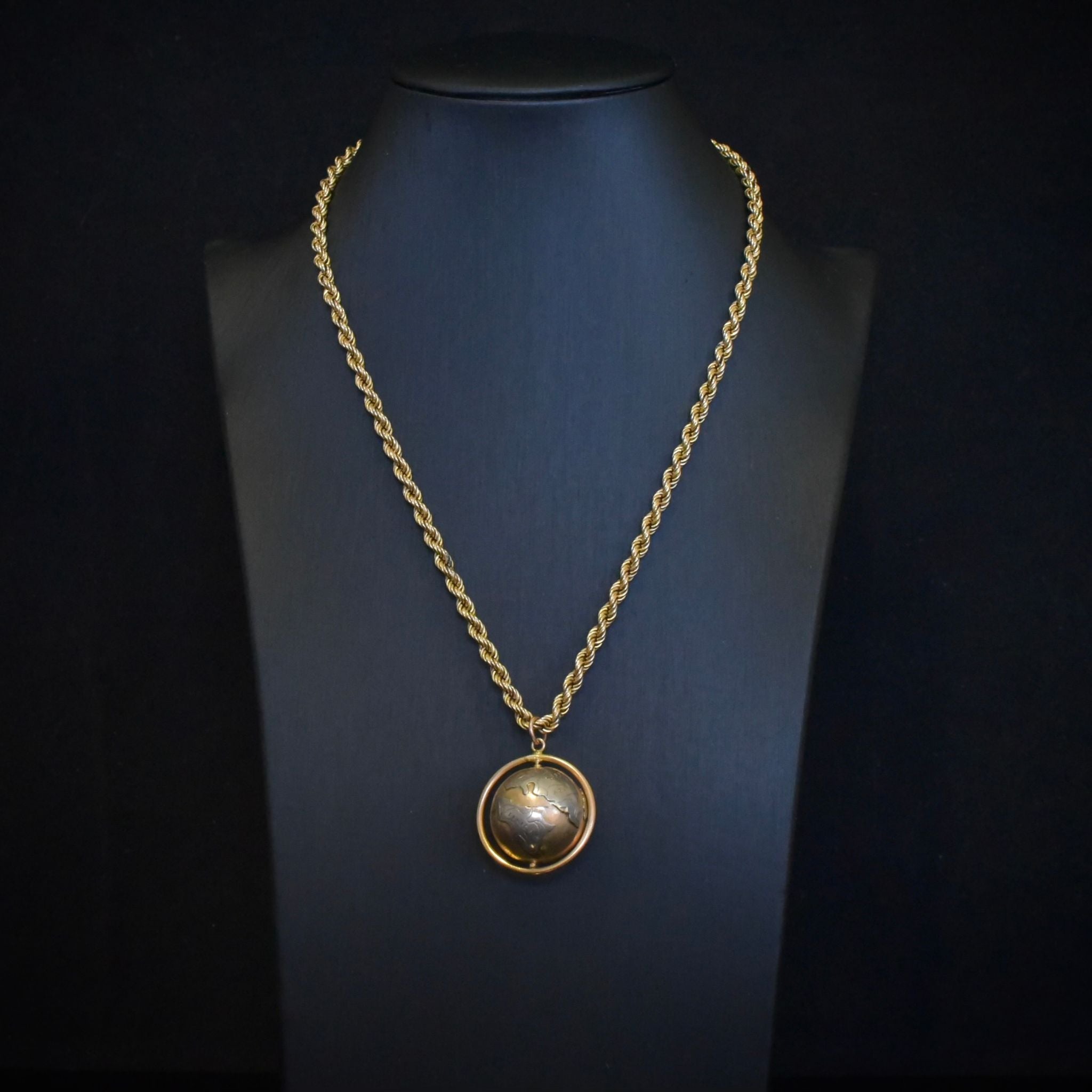 Vintage 14ct Rose Gold (And Silver Continents) Spinning World Globe Pendant