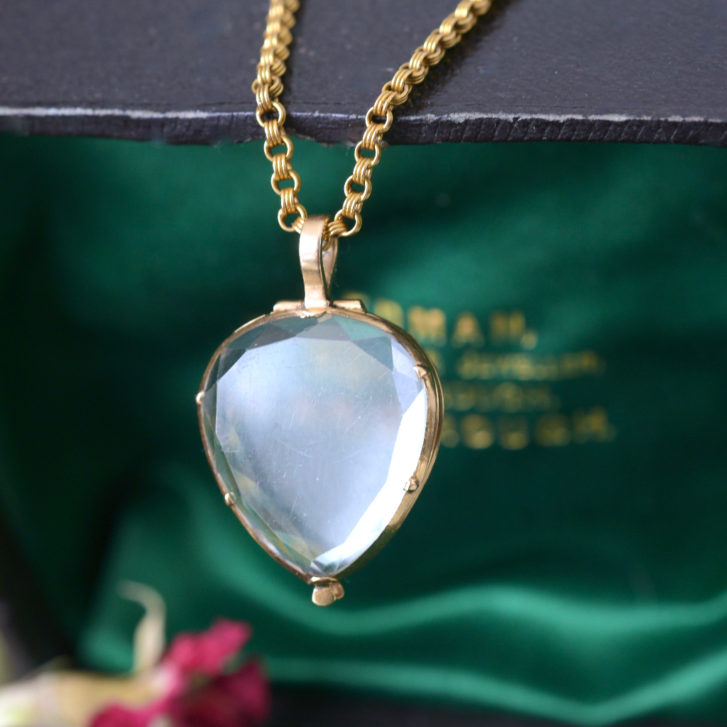 Antique Georgian 16ct Gold (Tested) And Rock Crystal ‘Heart’ Locket Circa 1790-1800
