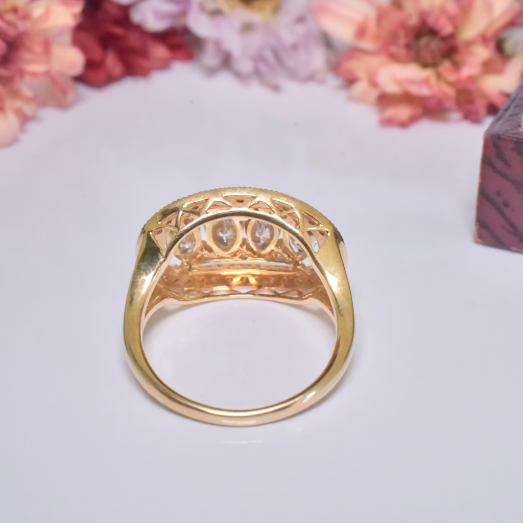 Modern 18ct Yellow Gold Marquise And Round Brilliant Cut Diamond Ring - 1.90ct Included In Purchase Retail Replacement Valuation For - $12,290 AUD