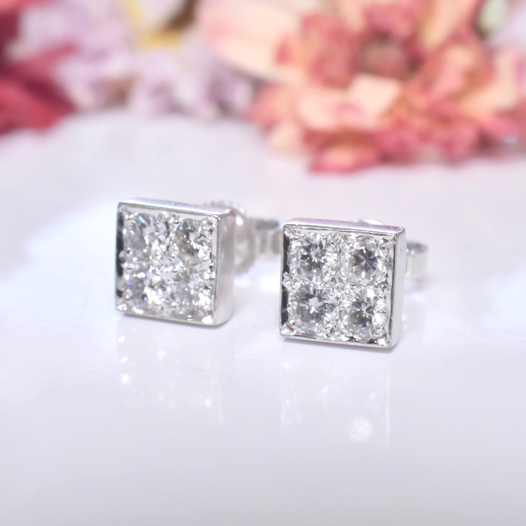 Modern 18ct (And 14ct) White Gold Diamond Earrings By Jan Logan