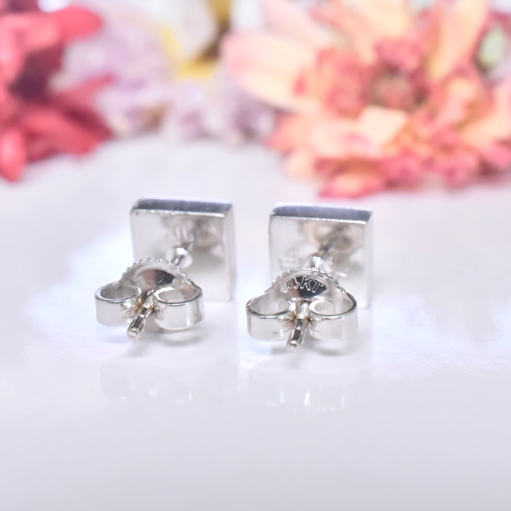 Modern 18ct (And 14ct) White Gold Diamond Earrings By Jan Logan