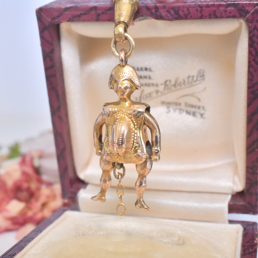 Antique Victorian 12ct Rose Gold ‘Harlequin’ Articulated Puppet Charm Circa 1880’s