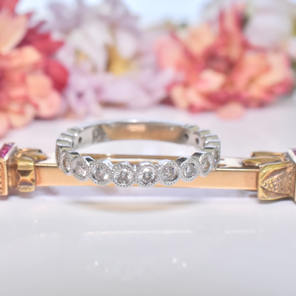 Contemporary Platinum And Diamond 3/4 Hoop Eternity/Wedding Style Ring