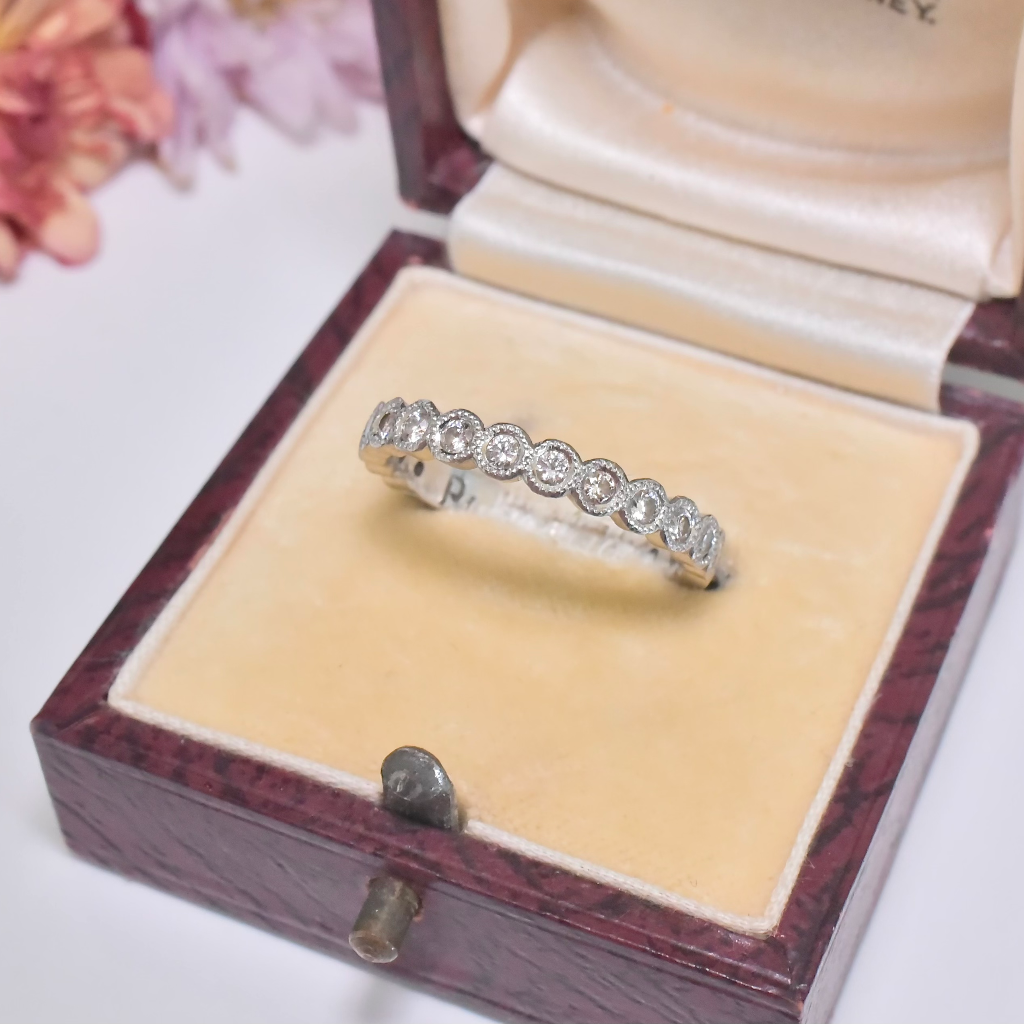 Contemporary Platinum And Diamond 3/4 Hoop Eternity/Wedding Style Ring