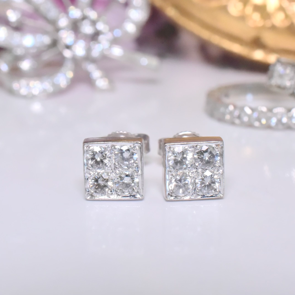 Modern 18ct (And 14ct) White Gold Diamond Earrings By Jan Logan