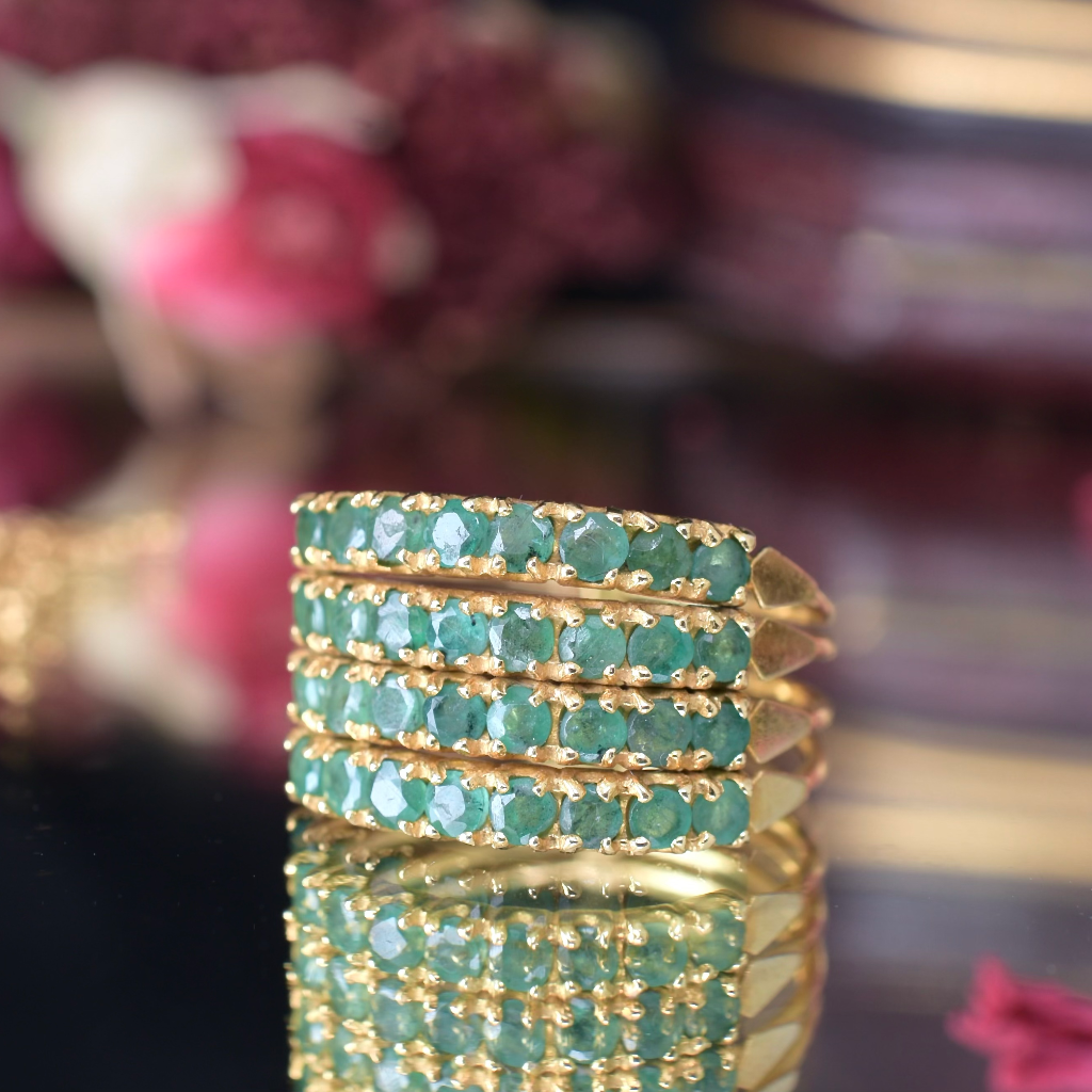Modern 18ct Yellow Gold And Emerald Four Row ‘Harem’ Ring