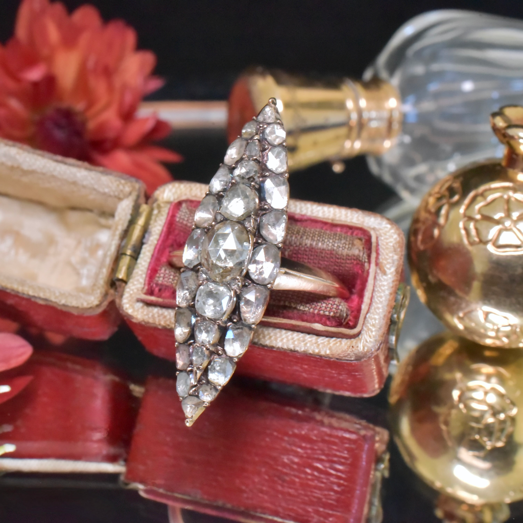Antique Victorian 9ct Rose Gold Rose-Cut Diamond Ring Circa 1890-1900