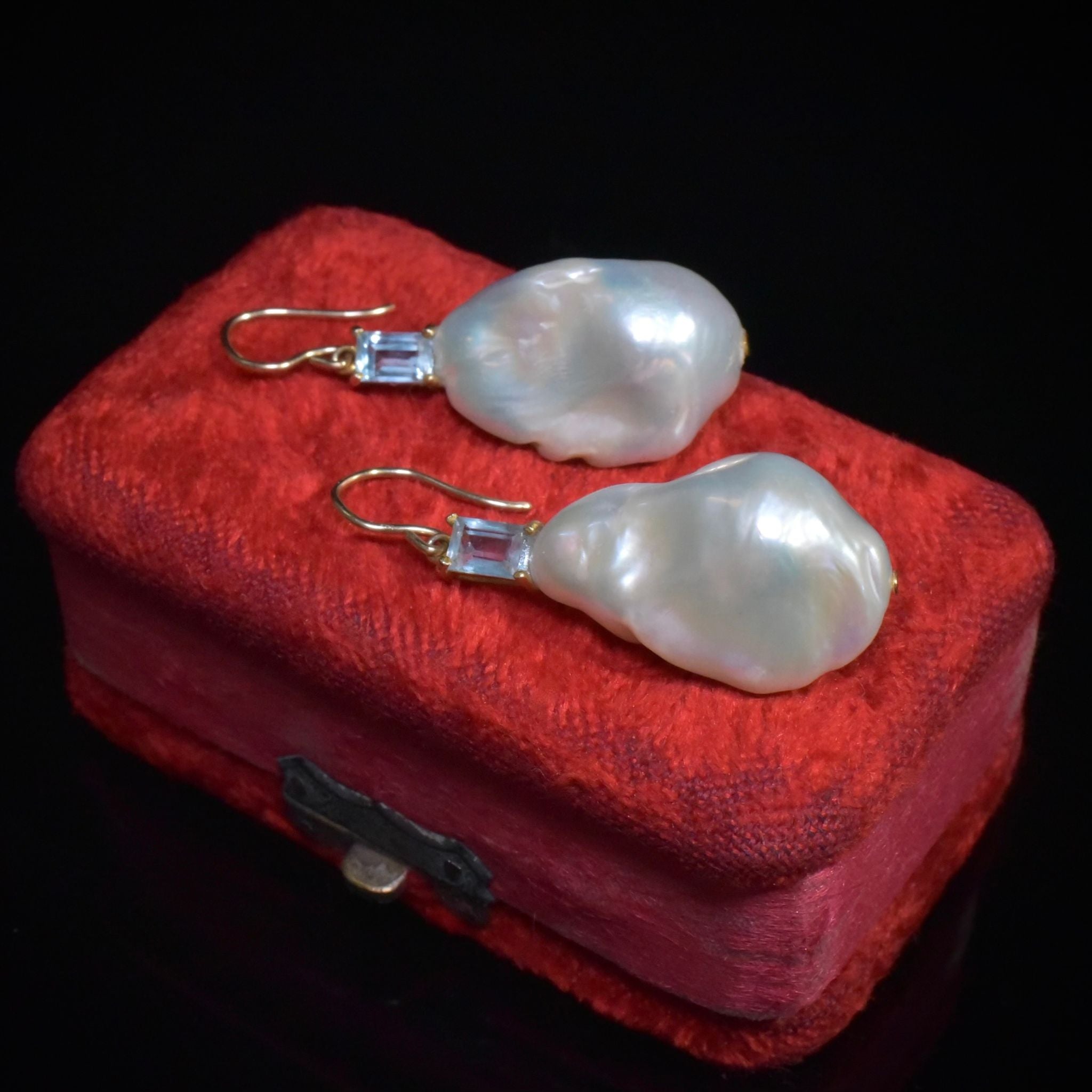 Contemporary 9ct (And Gold Plated) Topaz And Keshi Pearl Earrings