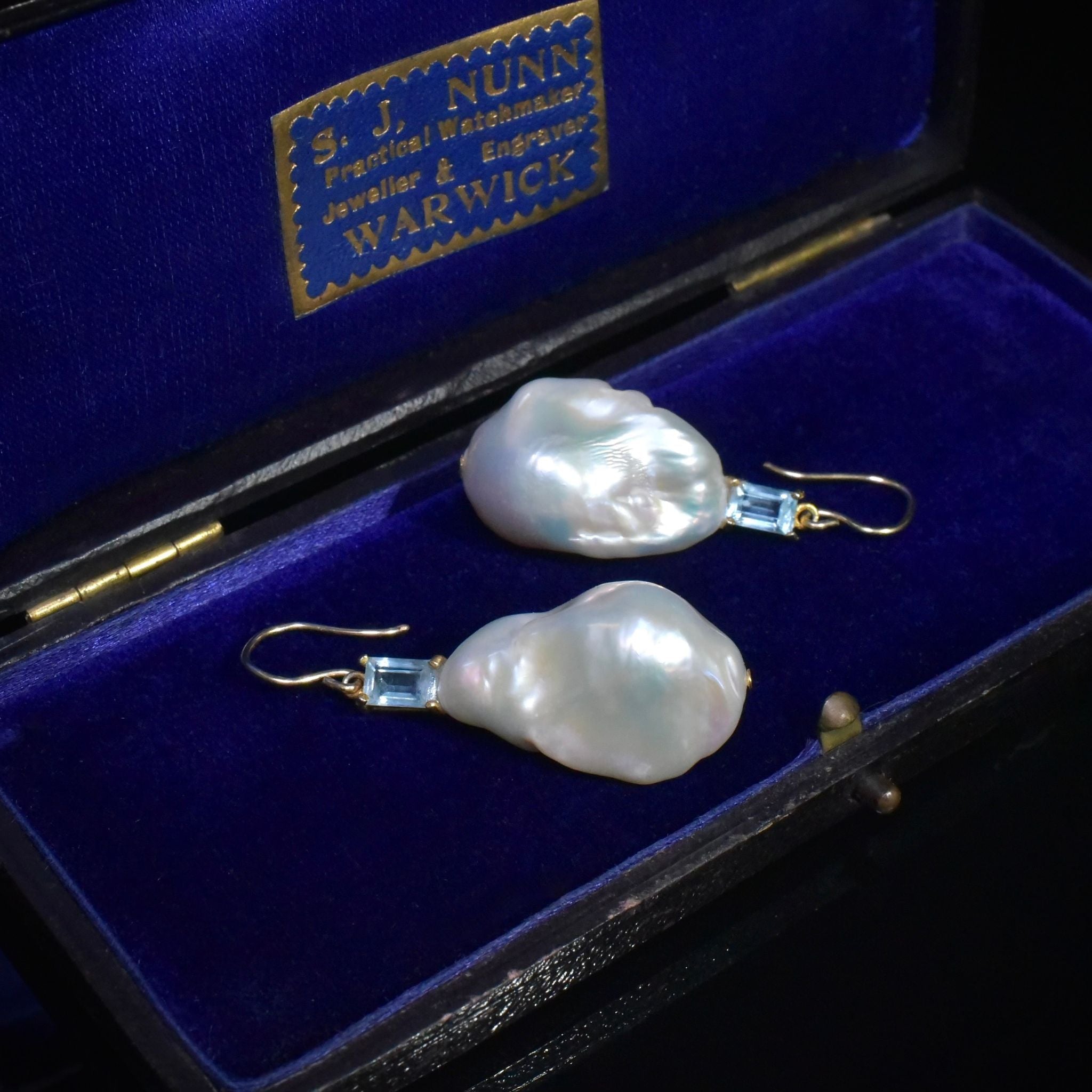 Contemporary 9ct (And Gold Plated) Topaz And Keshi Pearl Earrings