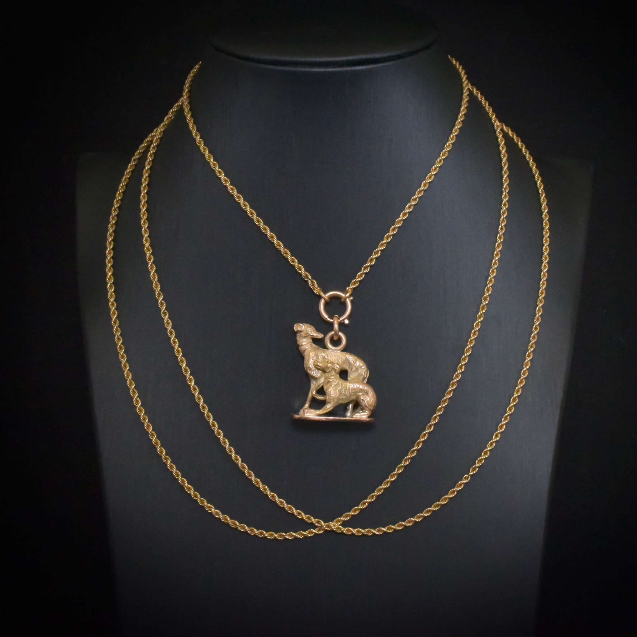 Outstanding 9ct Rose Gold ‘Whippet’ / Italian Greyhound Figural Pendant Fob