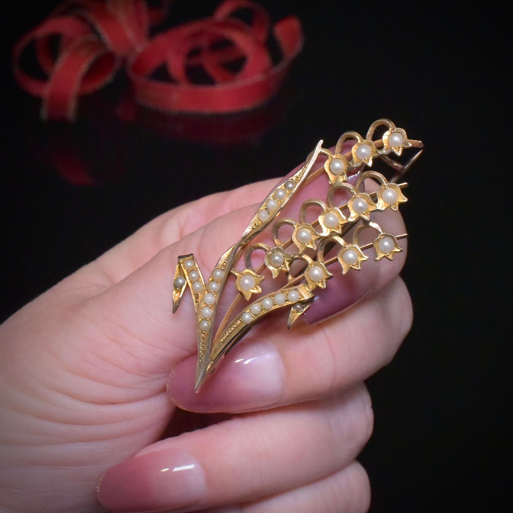 Antique Australian 9ct Yellow Gold ‘ Lily Of The Valley’ Brooch - By Aronson & Co. Circa 1900-1910