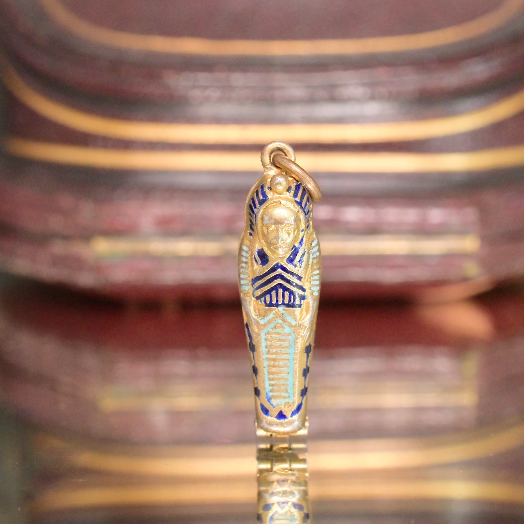 Antique Art Deco Egyptian Revival Sarcophagus And Mummy Pendant Circa 1920-30s