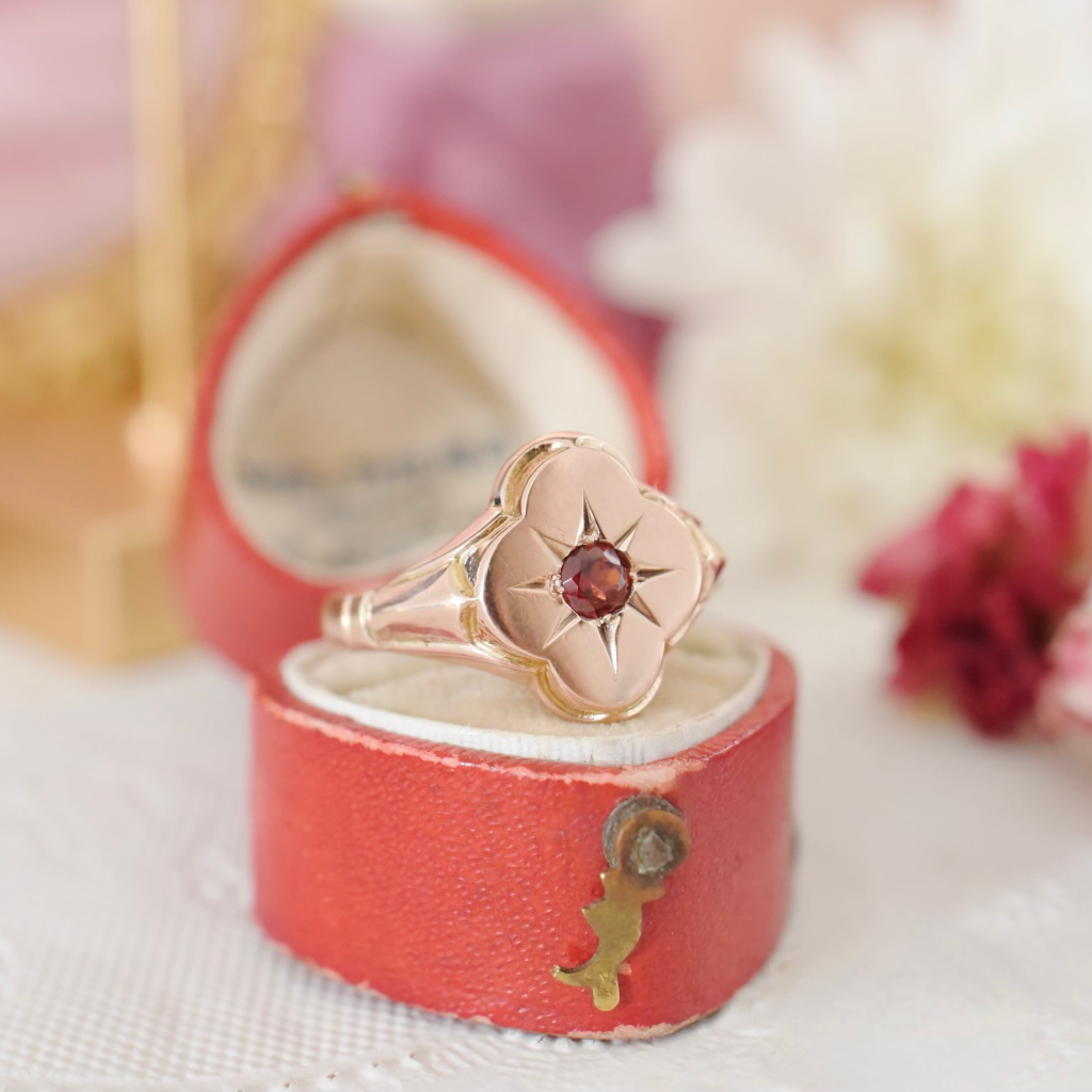 Antique Australian 9ct Rose Gold And Garnet Signet Ring Circa 1910