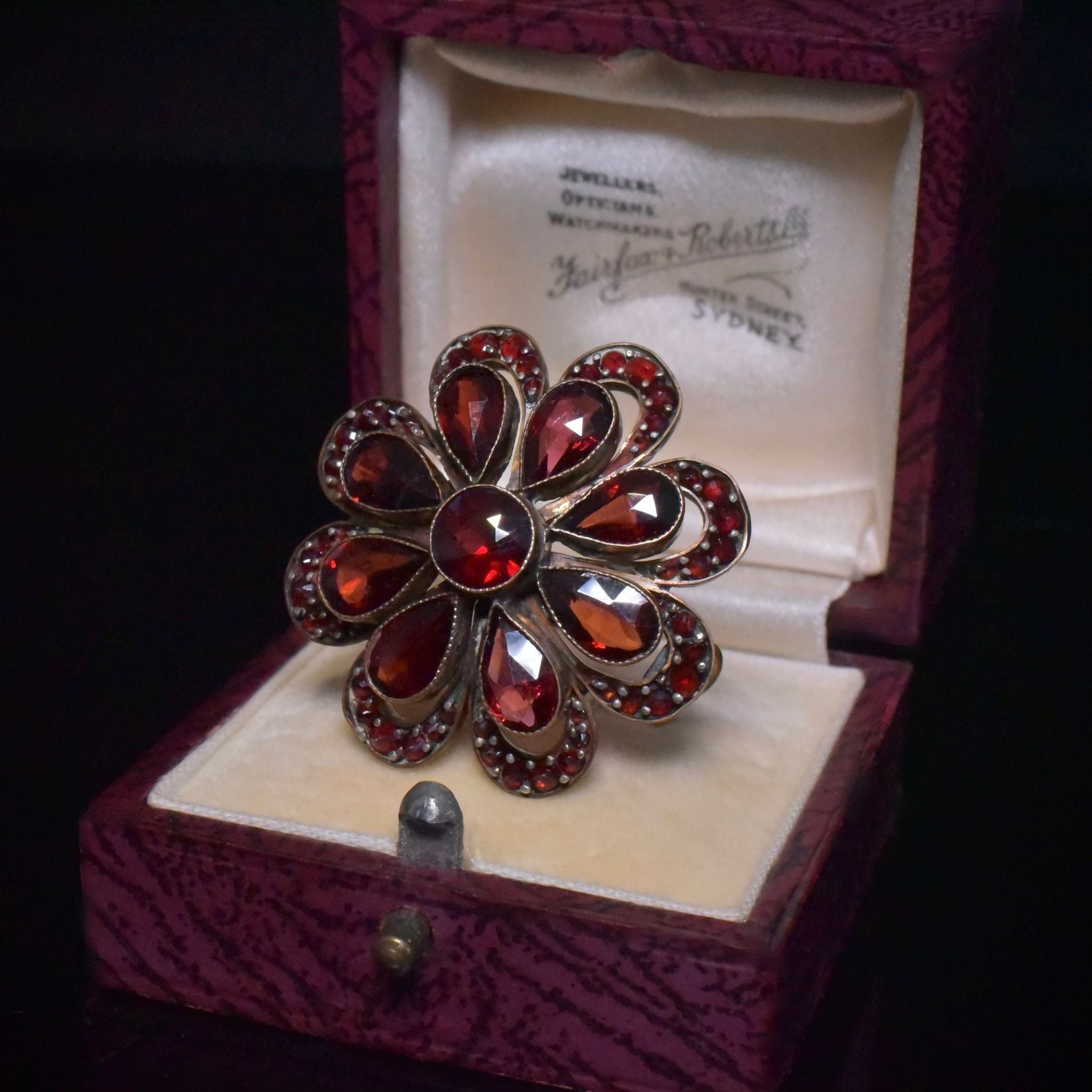 Antique Edwardian Era Bohemian Garnet Brooch Circa 1910-15