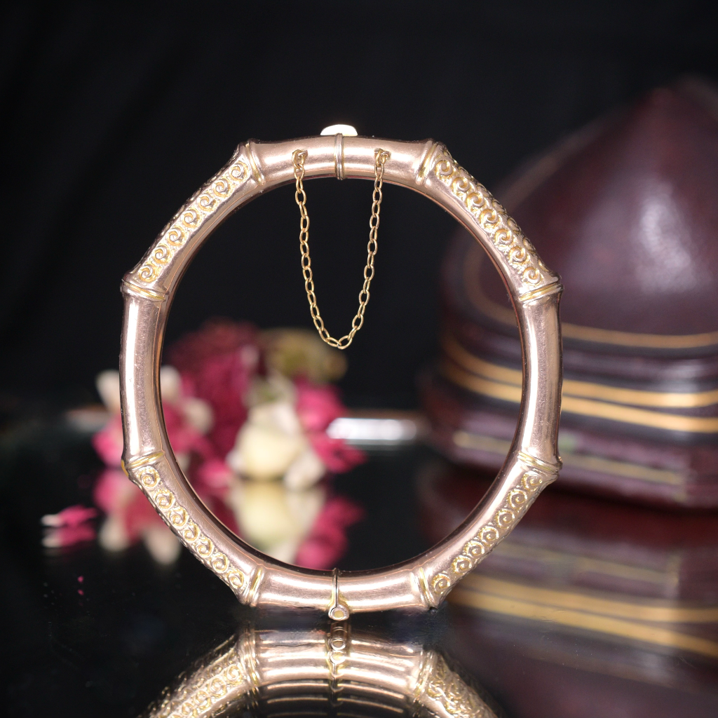 Antique Australian 9ct Rose Gold ‘Bamboo’ Bangle By - Willis And Sons Circa 1910