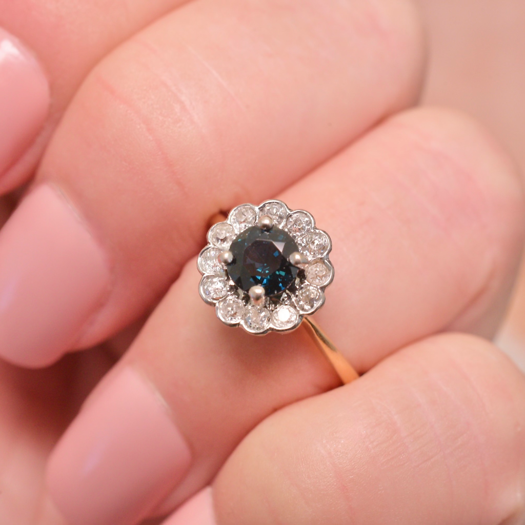 Antique Australian 18ct Yellow Gold Sapphire And Diamond Ring By Edward Sansome Circa 1925-1931