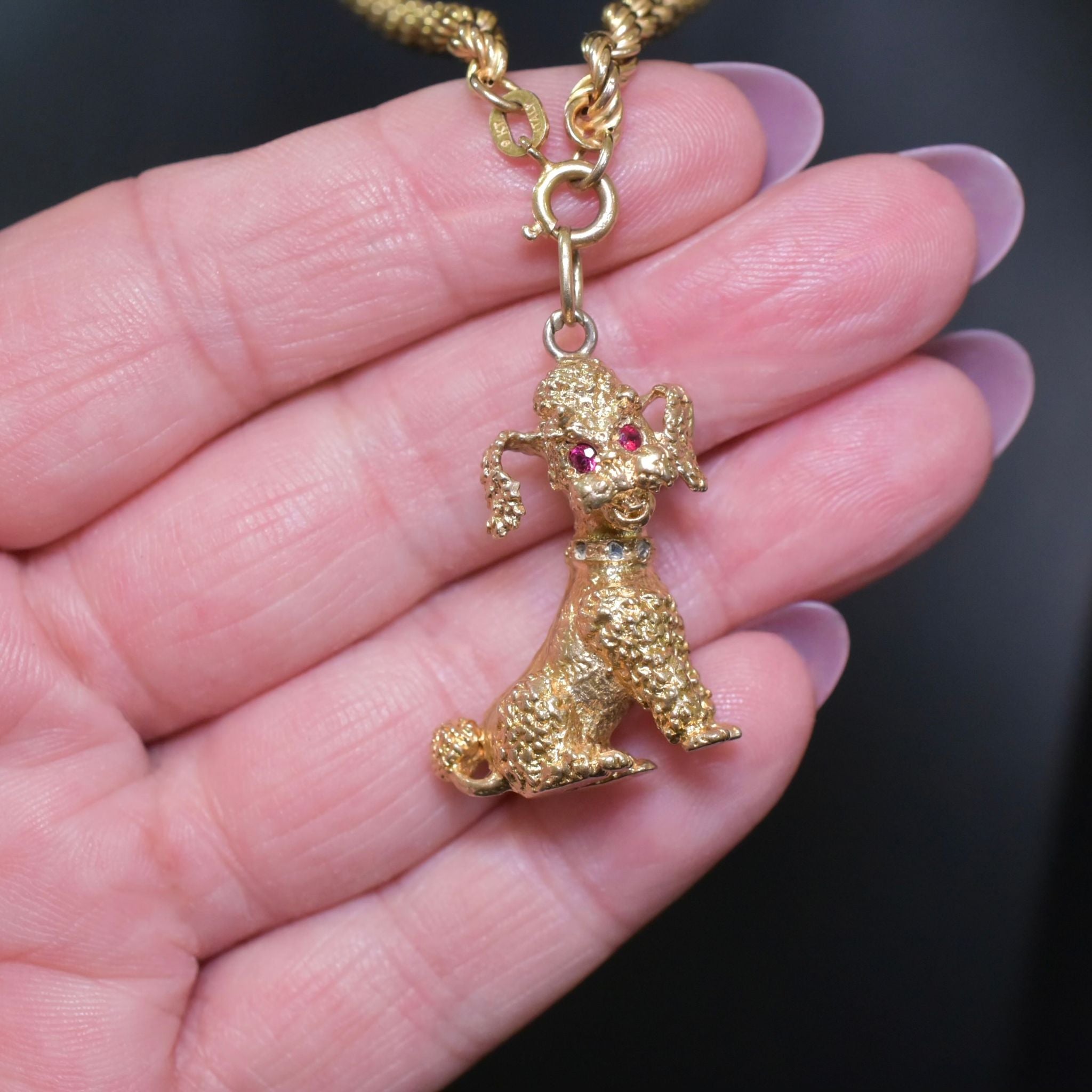 Fabulous Vintage 9ct Yellow Gold And Diamond ‘Poodle’ Pendant Circa 1960-70’s