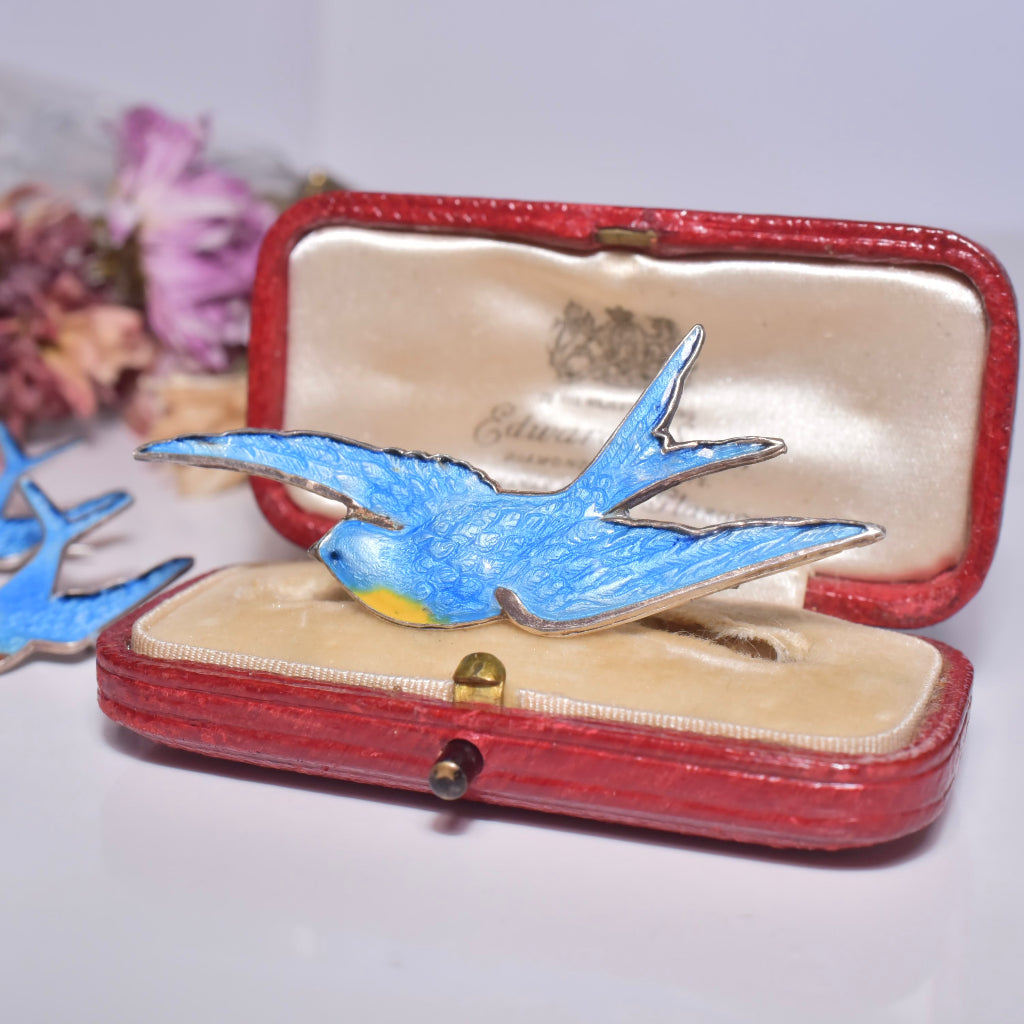 Vintage Australian Silver And Enamel ‘Blue Bird Of Happiness’ Brooch Circa 1950-70’s