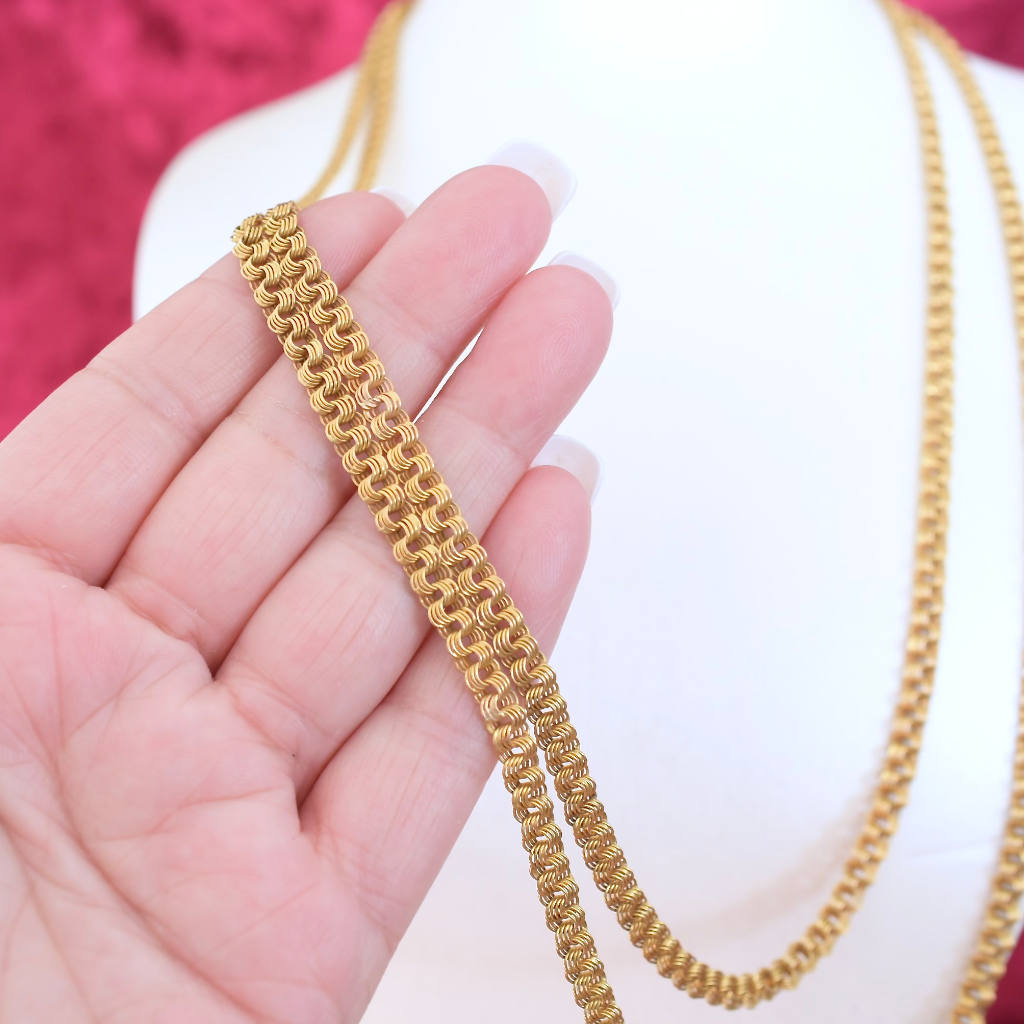 Vintage 18ct Yellow Gold double Layer Drape Necklace - 36 Grams