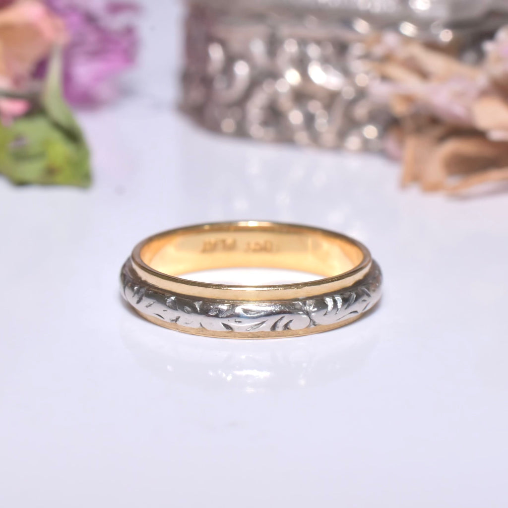 Vintage 18ct Yellow Gold And Platinum Wedder Style Ring Circa 1940-50’s