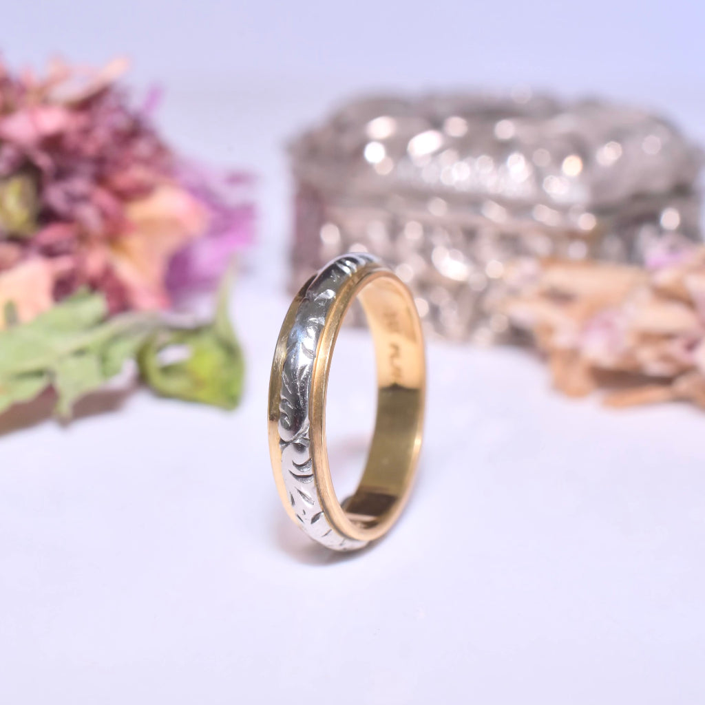 Vintage 18ct Yellow Gold And Platinum Wedder Style Ring Circa 1940-50’s