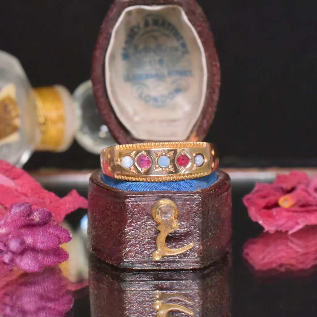 Antique Victorian 15ct Rose Gold Opal And Garnet Doublet Ring - 1900