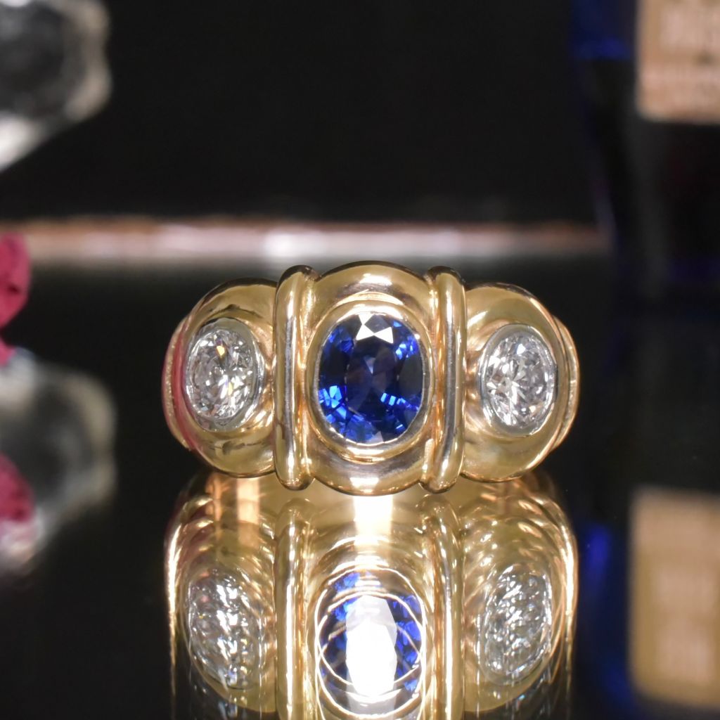 Superb Modern 18ct Yellow Gold Sapphire And Diamond Ring Independent Retail Replacement Valuation Included For $9,425.00 AUD