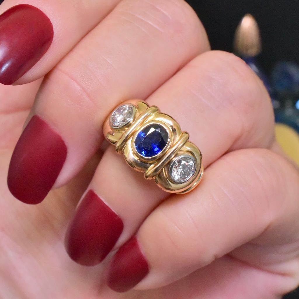 Superb Modern 18ct Yellow Gold Sapphire And Diamond Ring Independent Retail Replacement Valuation Included For $9,425.00 AUD