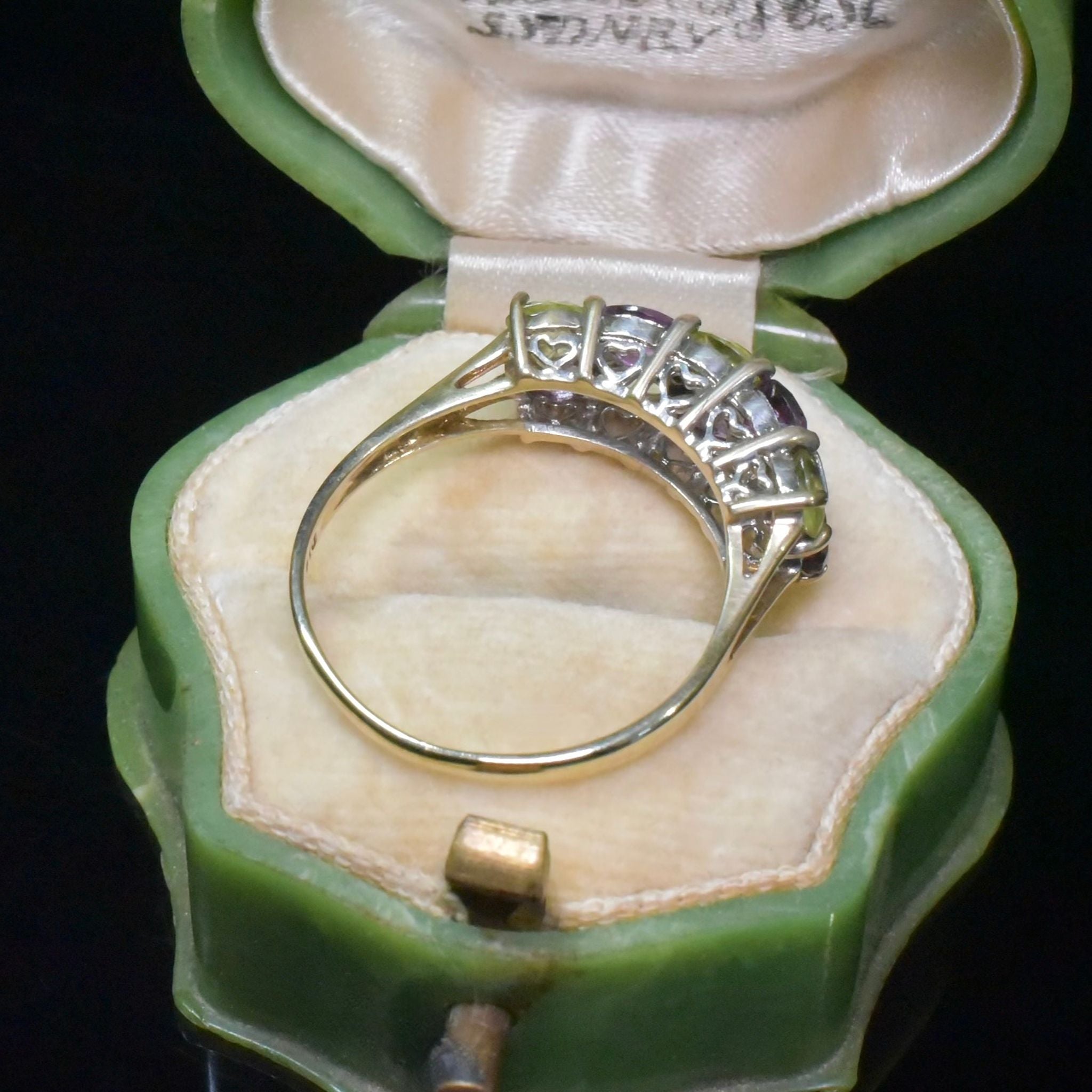 Vintage 9ct Yellow Gold Amethyst And Peridot Ring