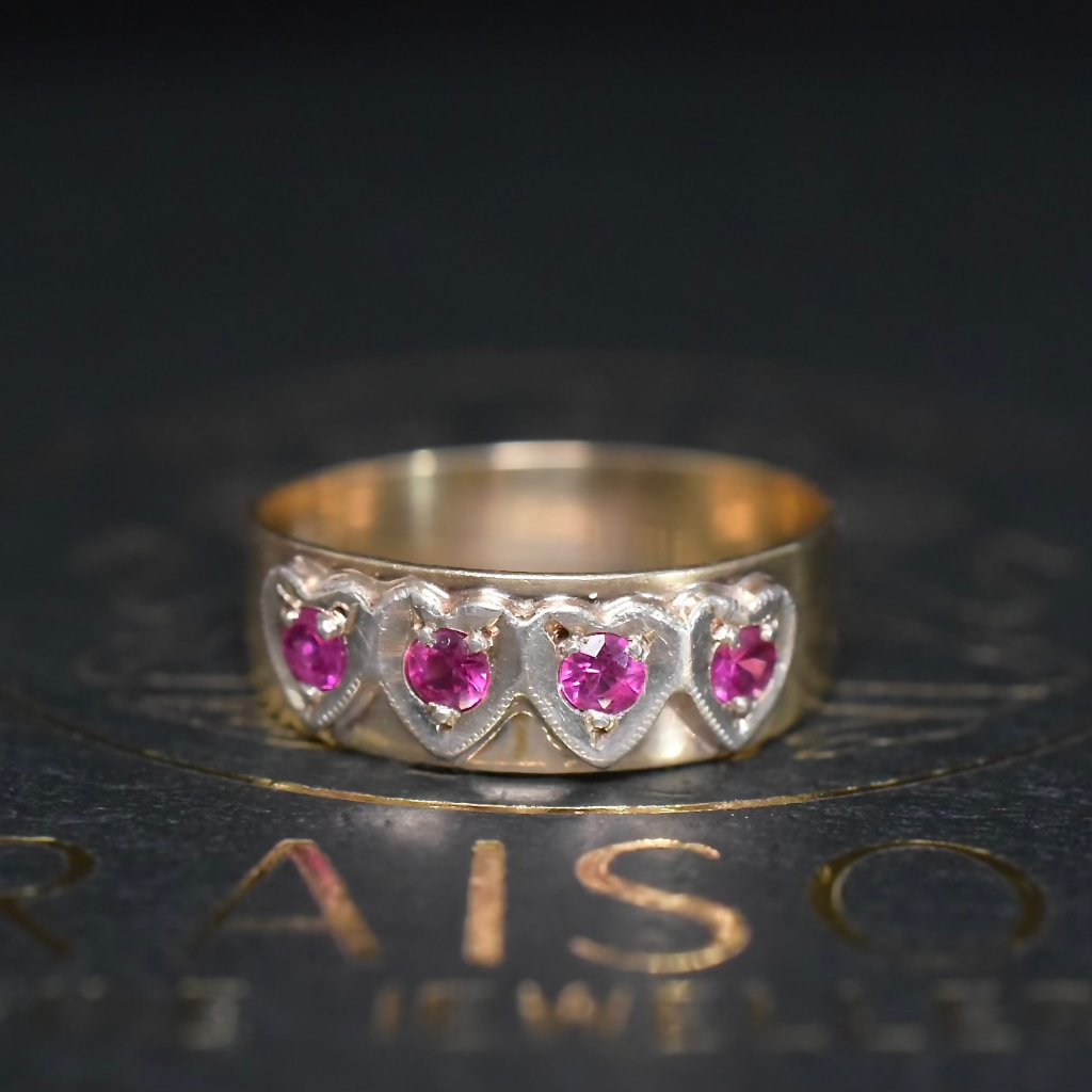 Vintage 9ct Yellow Gold And Spinel ‘Heart’ Ring Circa 1960-70